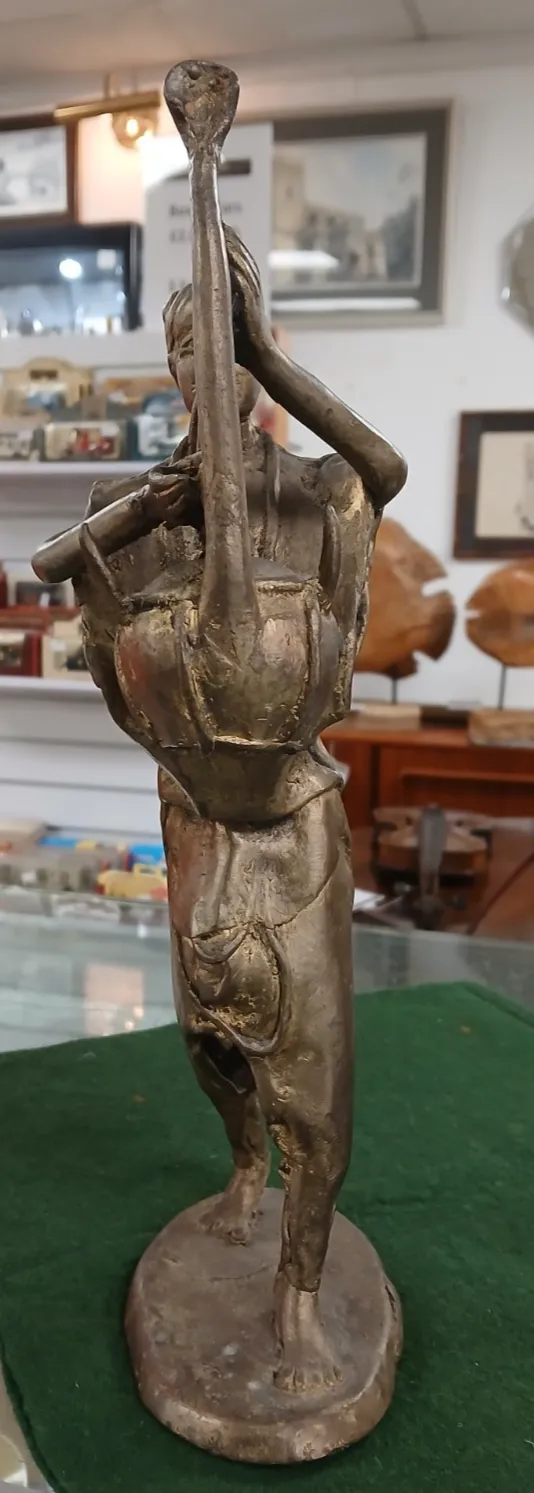 Vintage African Benin Brutalist Brass Falani Musician photo furniture