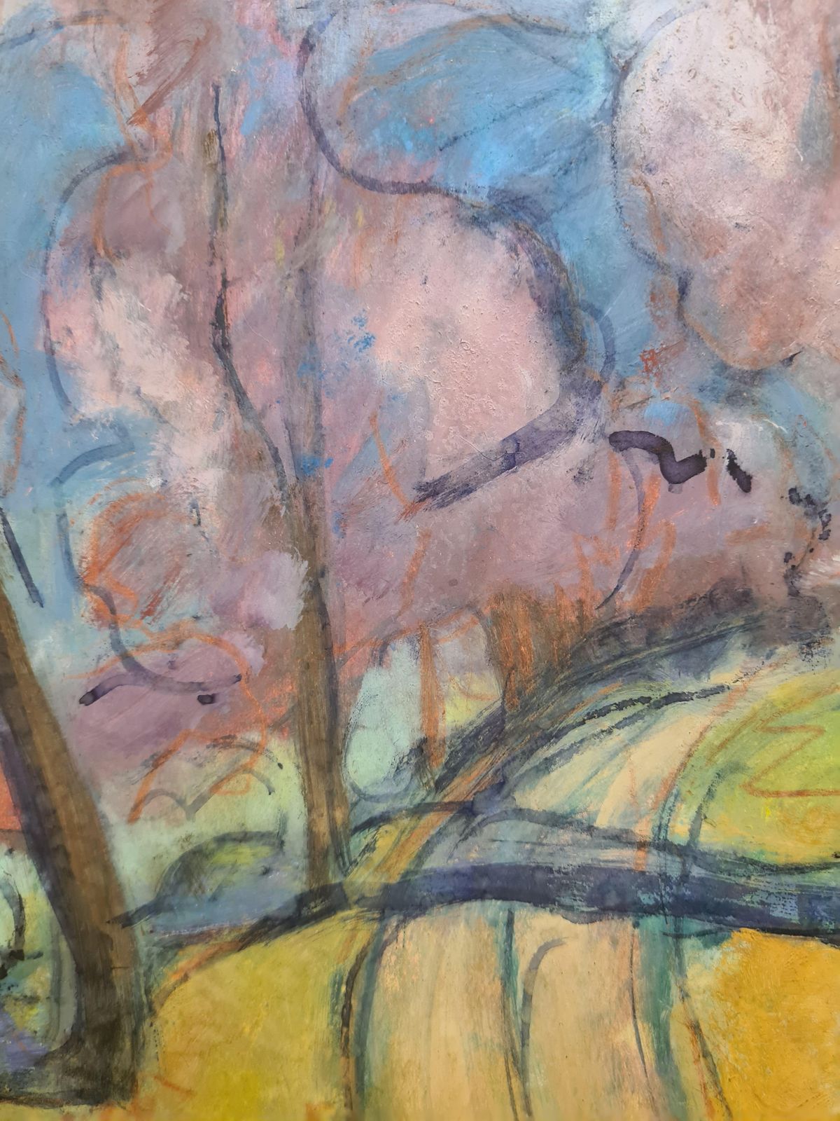 Jean Perretcherry Blossom, Fauvist Landscape Painting, Signed Gouache On Card, Mid Century photo vinterior