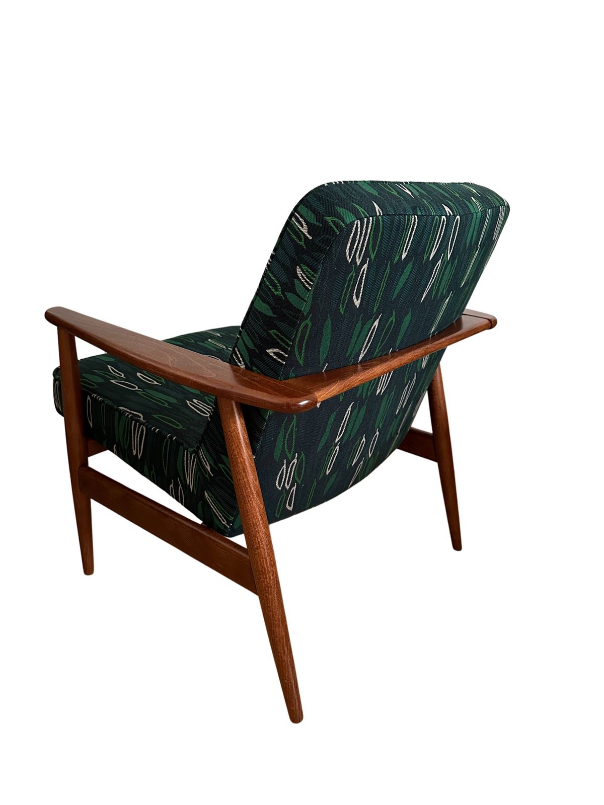 photo for sale Set Of Vintage Armchairs By Juliszu Kędziorek In Green Jacquard, 1960