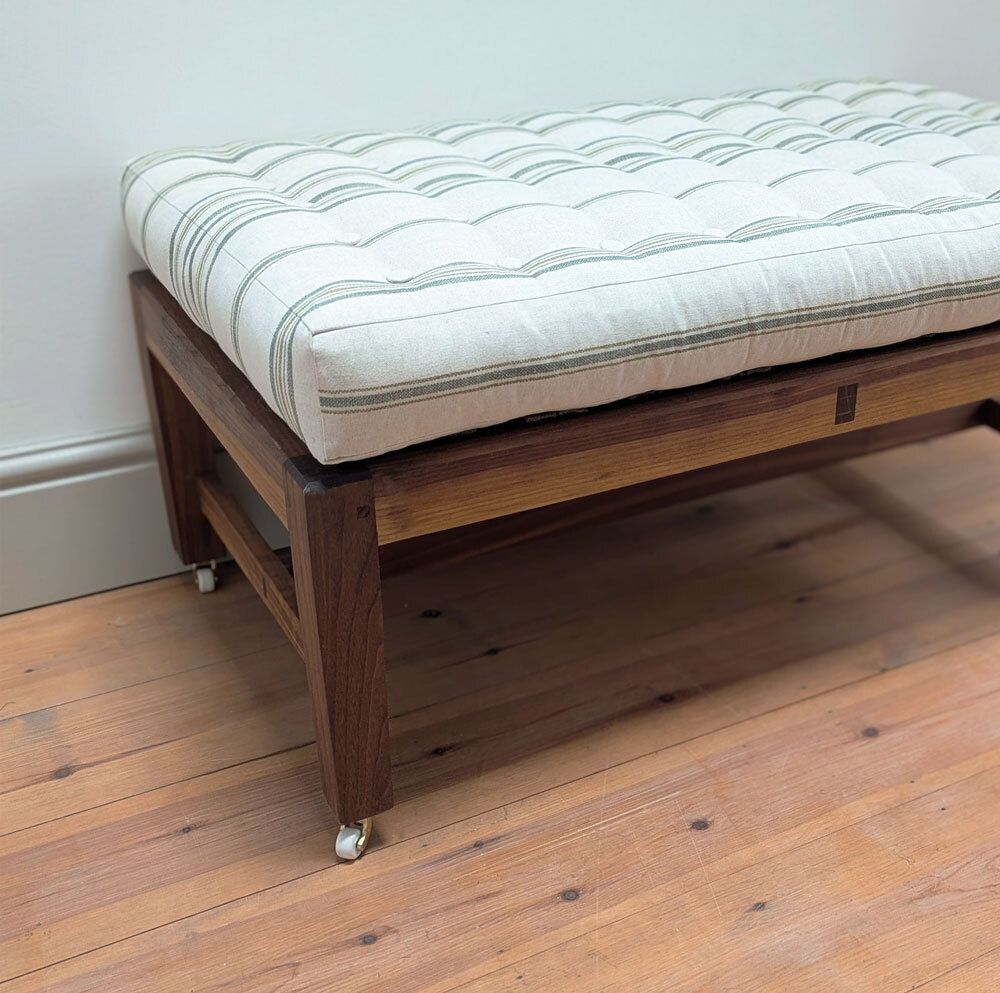 Handmade Buttoned Ottoman / Footstool In Natural Fibres – Wool Filled – Bespoke Sizes & Fabrics photo furniture