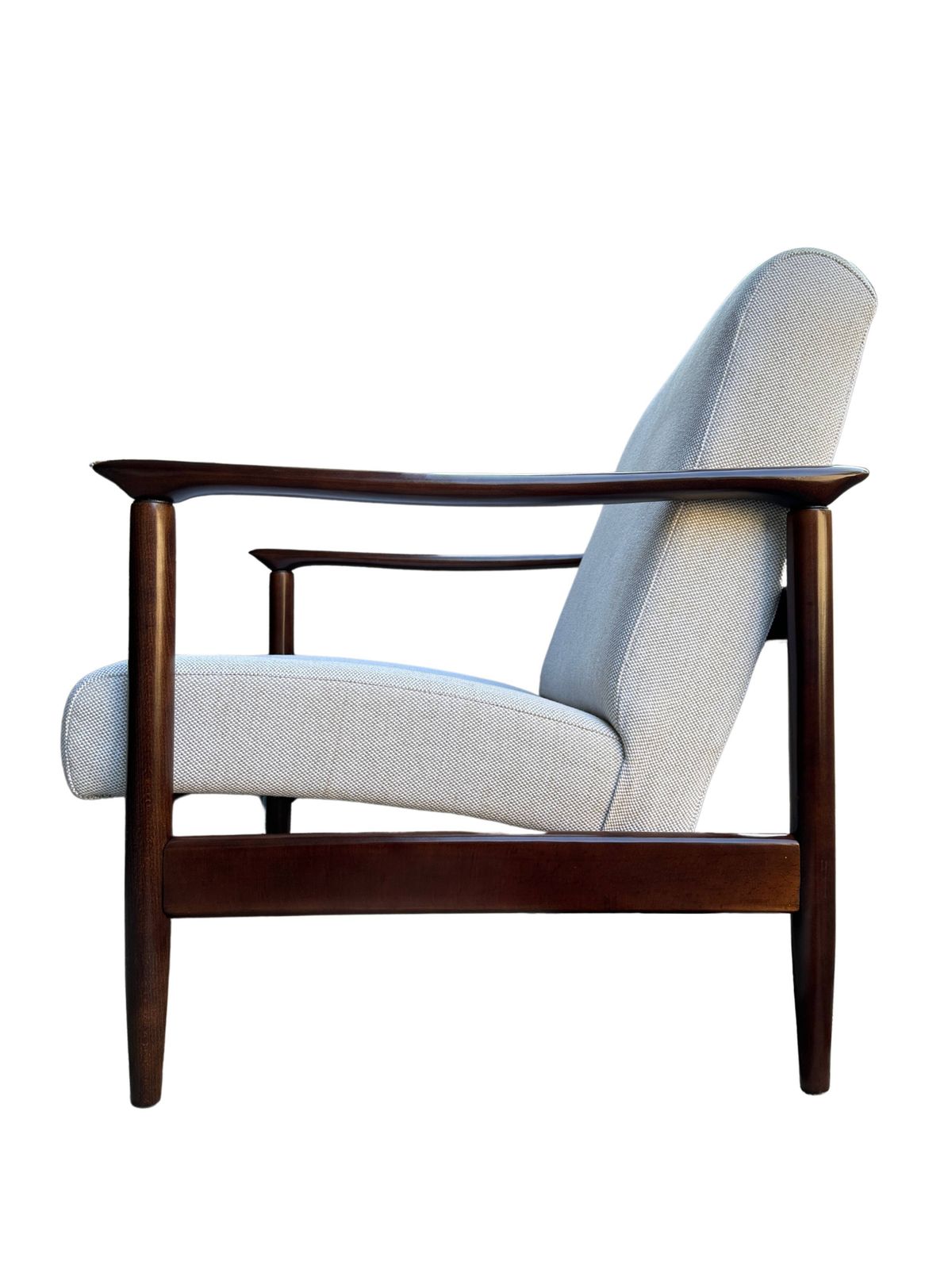 Mid Century Beige Linen Armchairs, By Edmund Homa, 1960s, Set Of Two photo vinterior