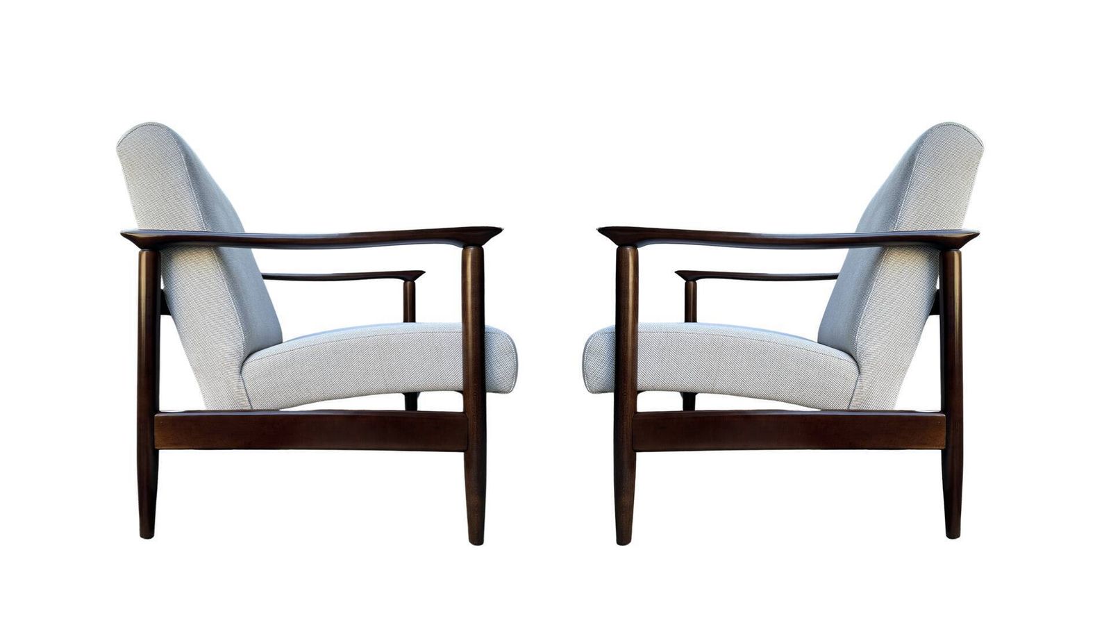 Furniture Mid Century Beige Linen Armchairs, By Edmund Homa, 1960s, Set Of Two photo