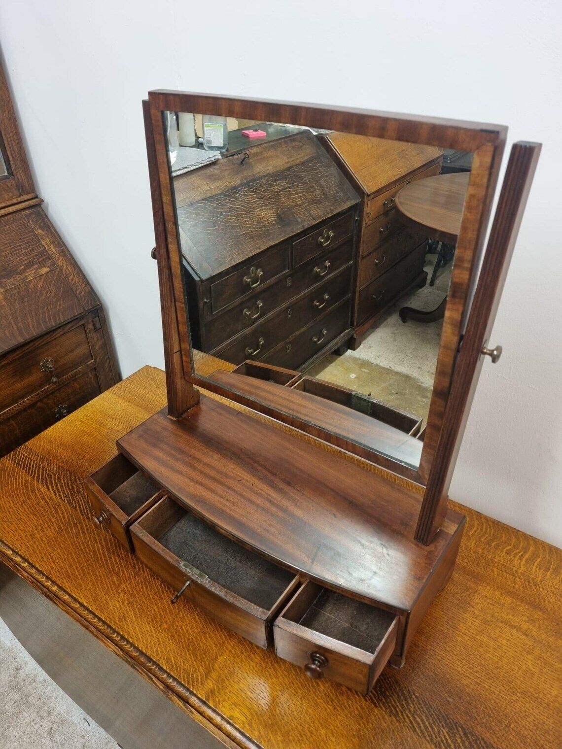 photo for sale Antique Dressing Table Mirror / Three Drawers / C1920