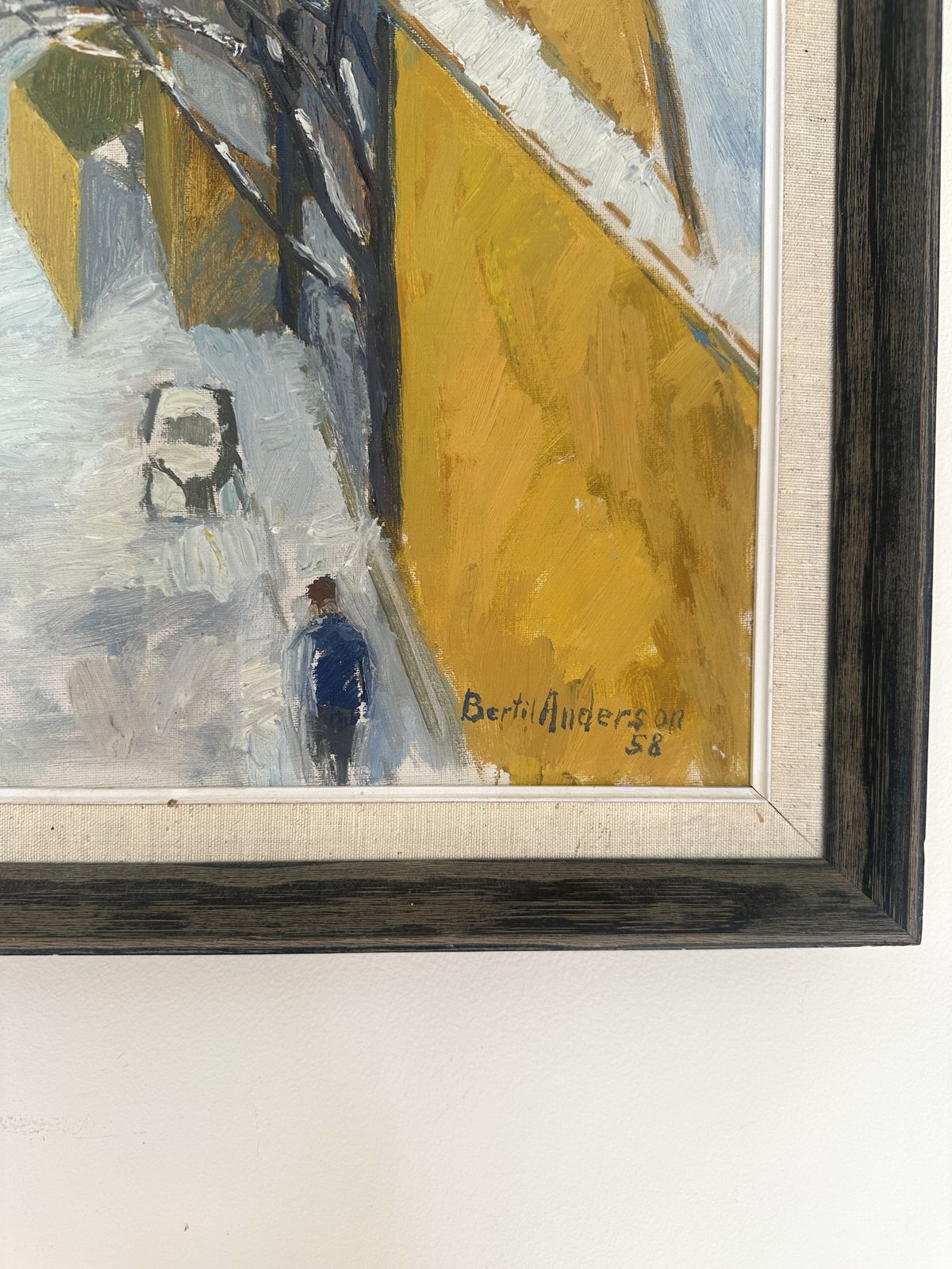 Yellow Houses, Vintage Swedish Oil Painting, Signed & Dated photo for sale