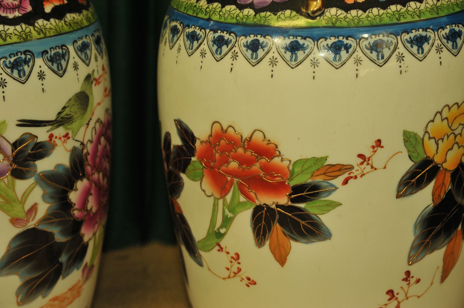 195.0 A Pair Of Vintage Chinese Foo Dog Vases photo