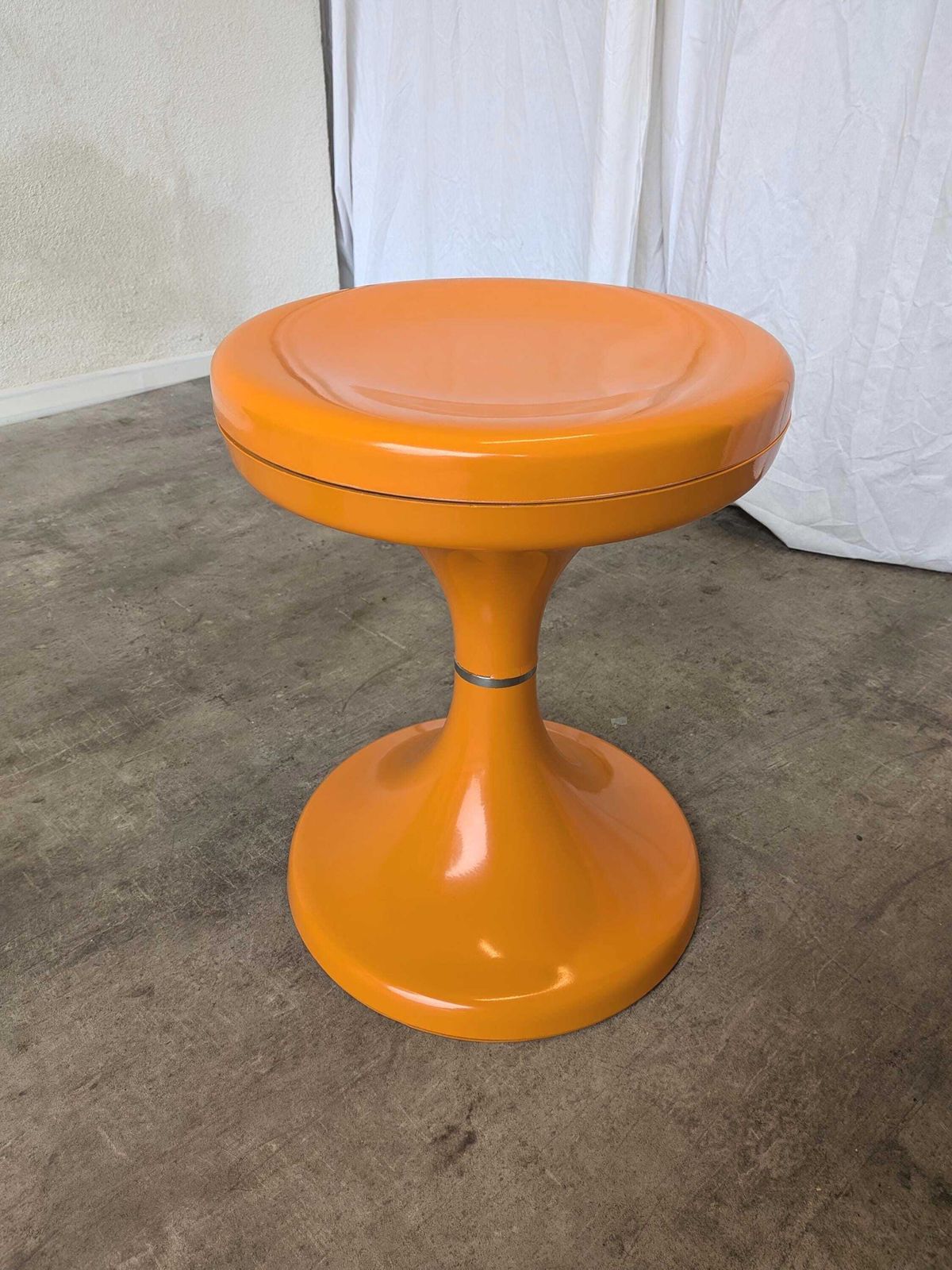 Orange Vintage Mushroom Stool “Jurček” By Meblo, 1960s – Space Age Retro