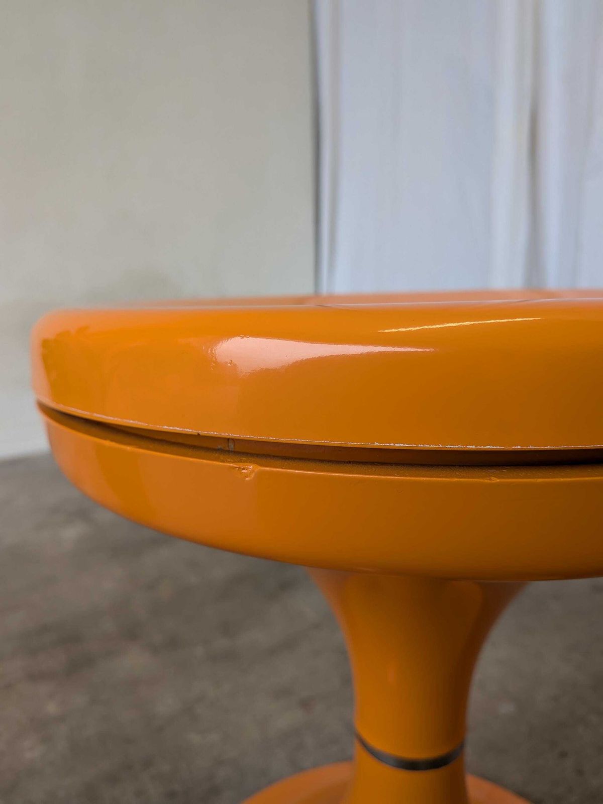 Orange Vintage Mushroom Stool “Jurček” By Meblo, 1960s – Space Age Retro photo vinterior