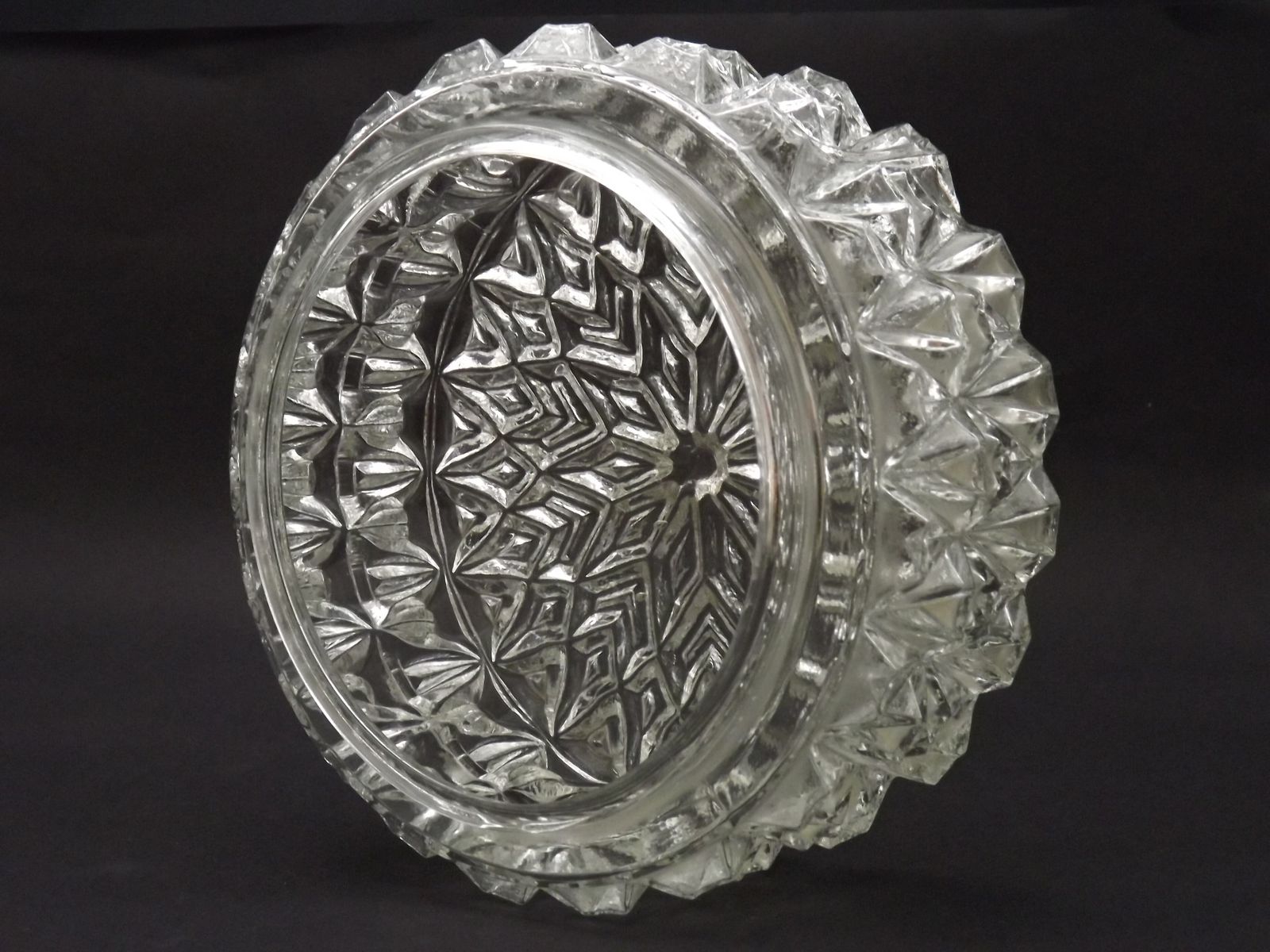 photo furniture Franse mid-century ronde heldere geslepen glazen plafondlamp vervangende kap