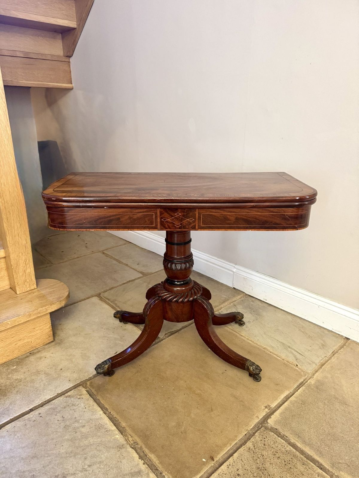 Wonderful Antique Regency Quality Mahogany Inlaid Tea Table