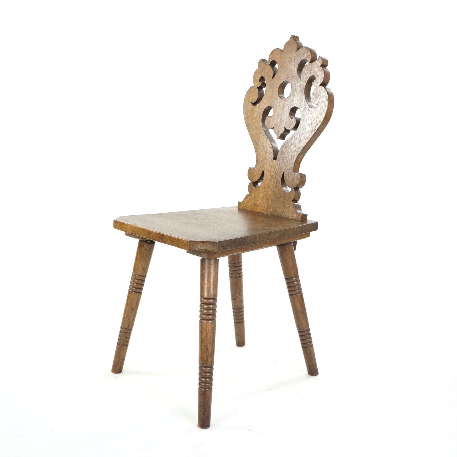 A Pair Of 19th Century German Carved Oak Hall Chairs photo Furniture