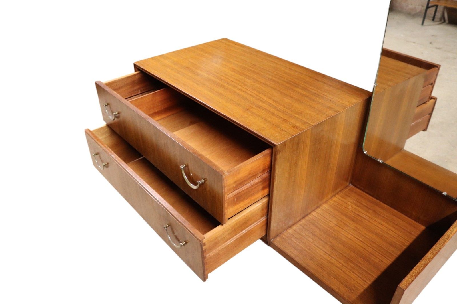Mid Century Meredew Teak Dressing Chest / Two Drawer Dressing Table 1960s photo vintage