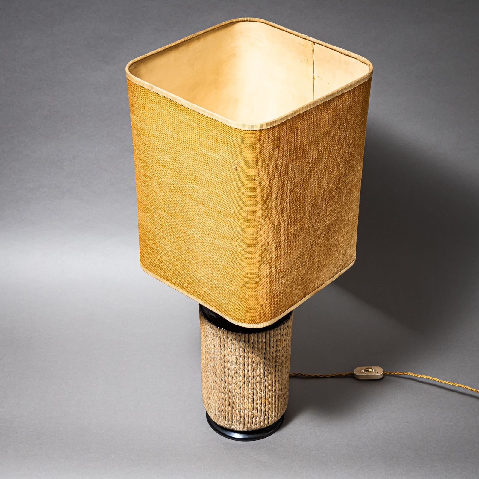 Table Lamp With Rope Decoration, Mid 20th Century photo for sale