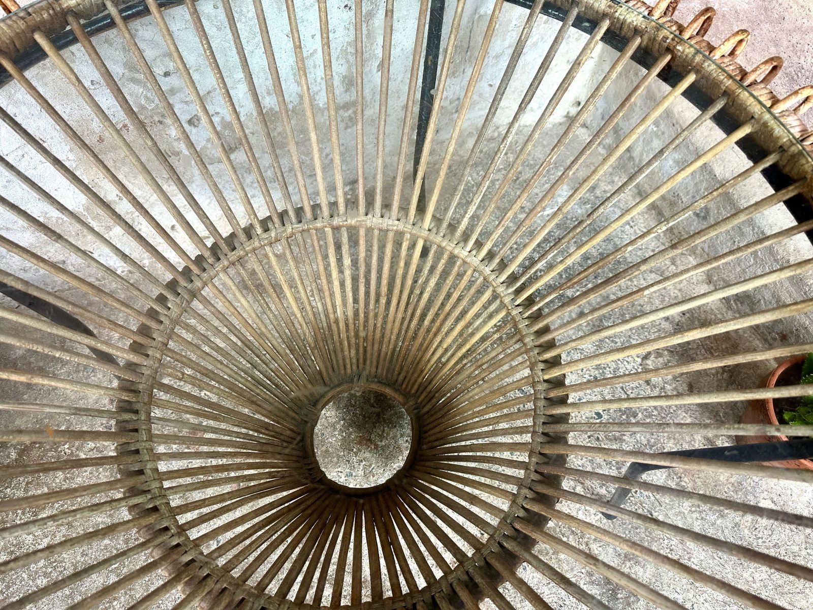 Vintage Rattan And Glass Franco Albini Coffee Table photo vintage