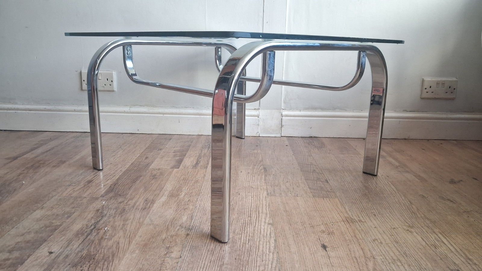 1980's Italian Chrome And Glass  Mid Century Coffee/Drinks Table photo furniture