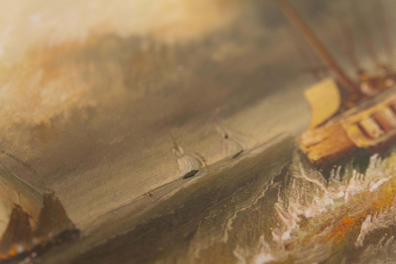 photo for sale Marine Oil Paintings Of Sail Boats In Gilded Frame, 20th Century. Set Of 2.