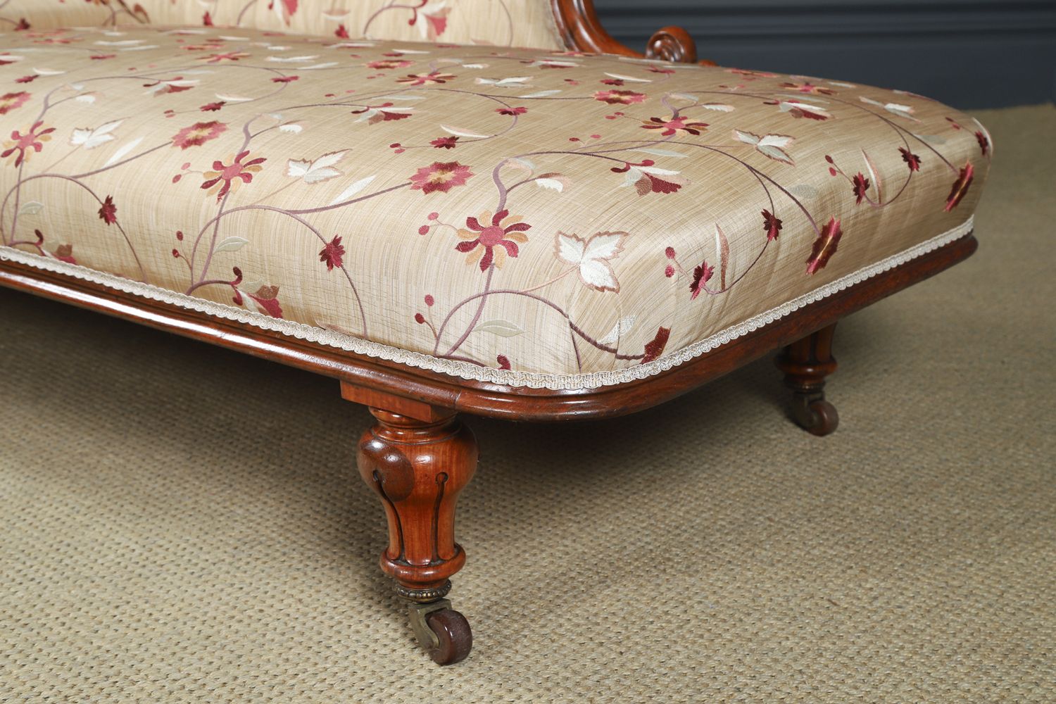 photo for sale Antique English Rosewood Upholstered Chaise Longue / Day Bed / Settee / Couch By H. Goodall & Sons Of Newcastle (Circa 1860)