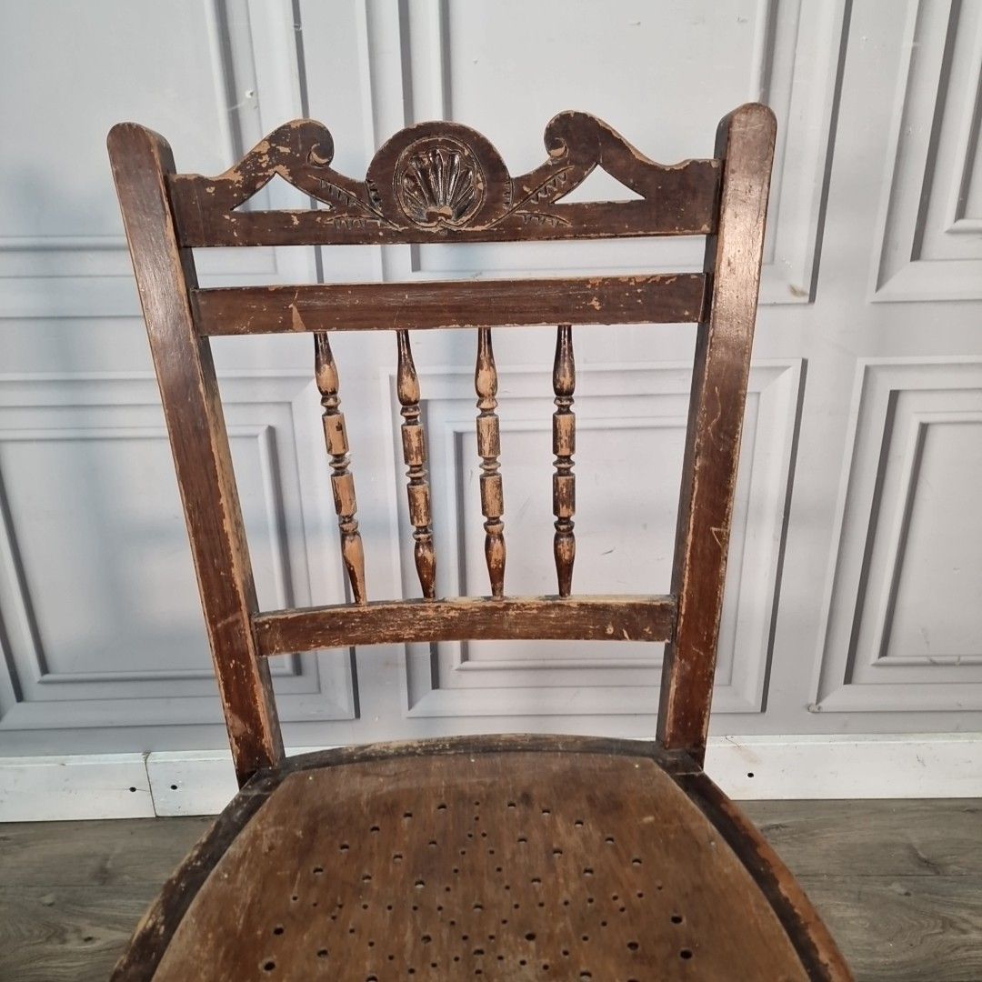 Antique Spindle Back Chair Wooden Bedroom Occasional Seat Victorian Edwardian photo buy