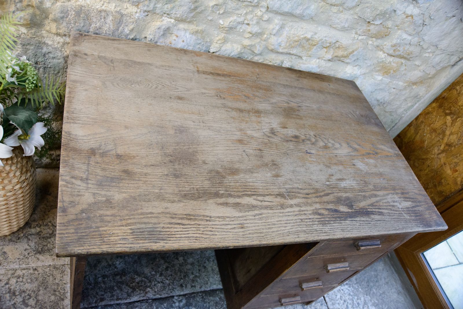photo for sale Antique Oak Kneehole Desk   Single Pedestal   1920s 1930s