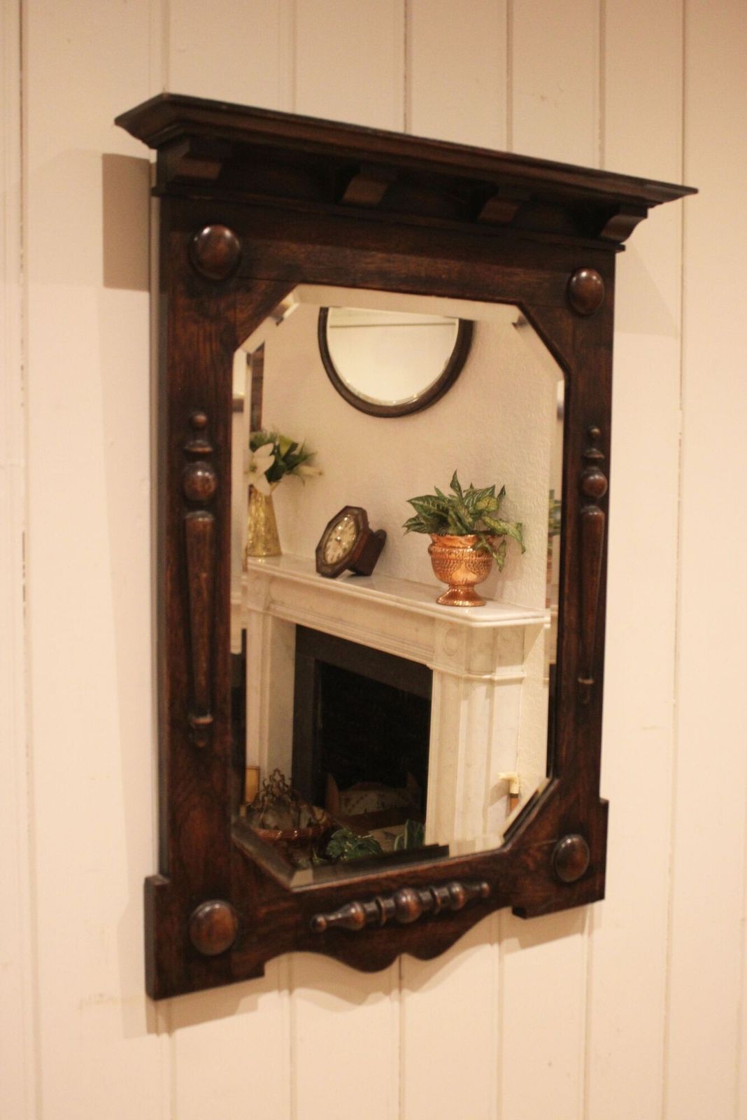 Solid Oak Wall Mirror, 1920s, Vintage photo buy