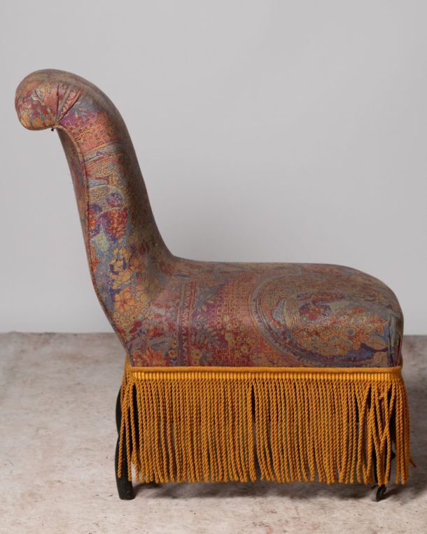 Antique French Scroll Back Slipper Chair For Upholstery photo furniture