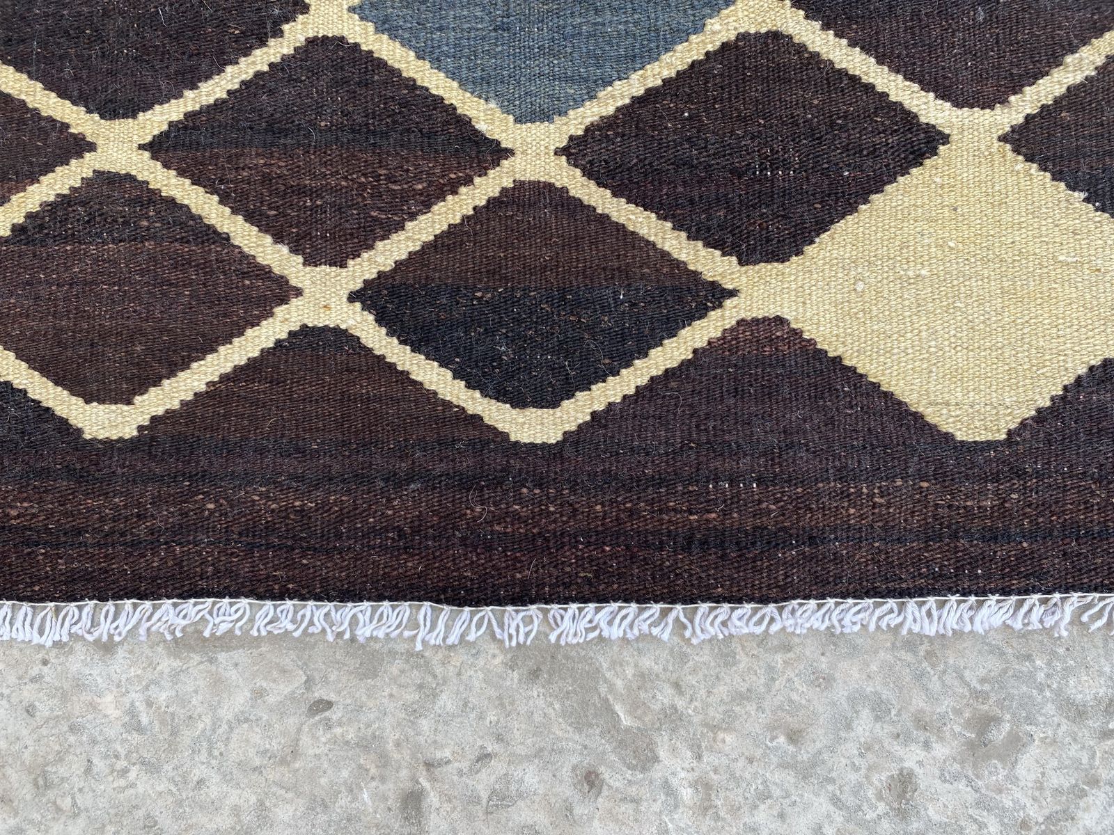 Modern Kilim Handwoven 5x6 Black Area Rug photo for sale