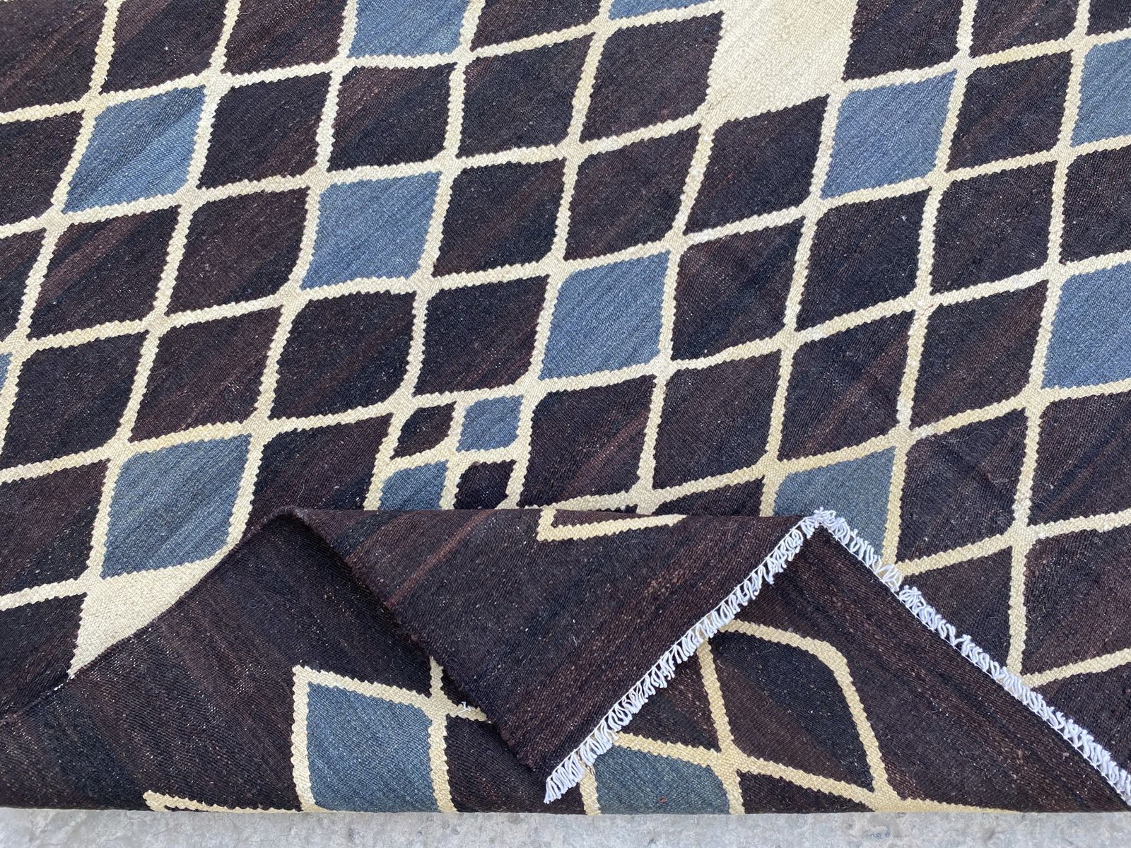 Modern Kilim Handwoven 5x6 Black Area Rug photo Textiles