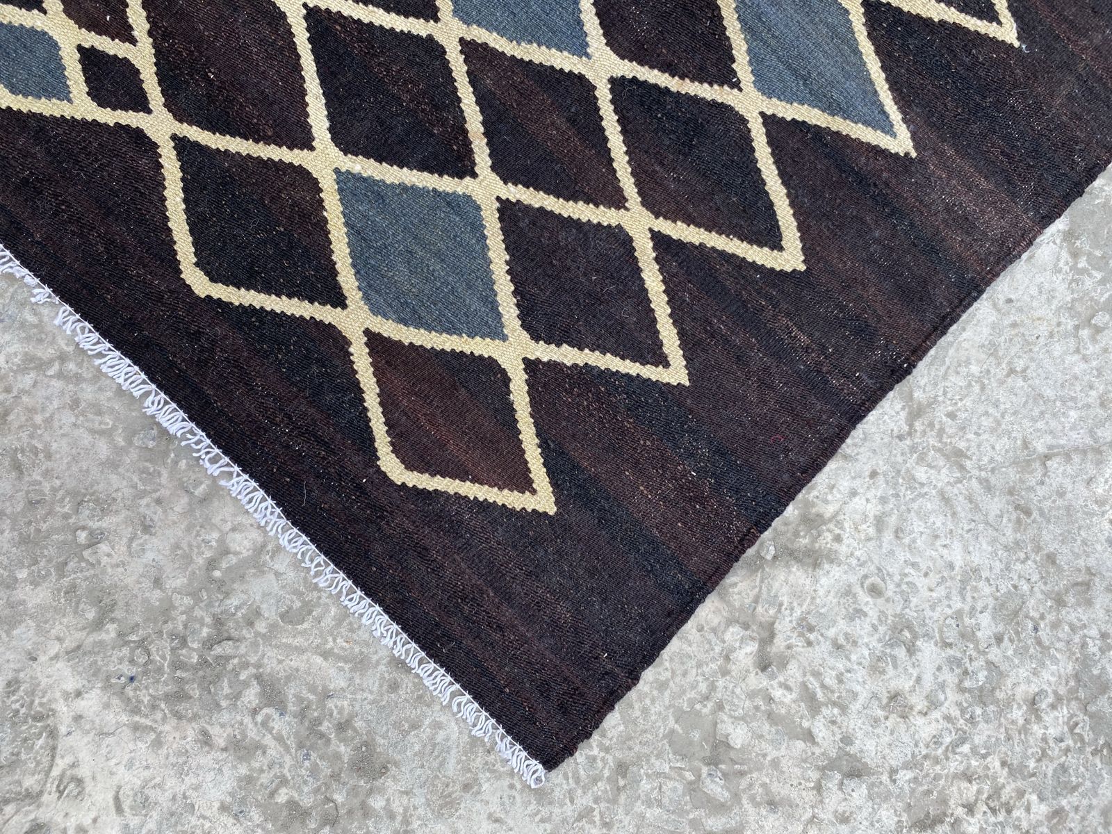 Modern Kilim Handwoven 5x6 Black Area Rug photo 298.0
