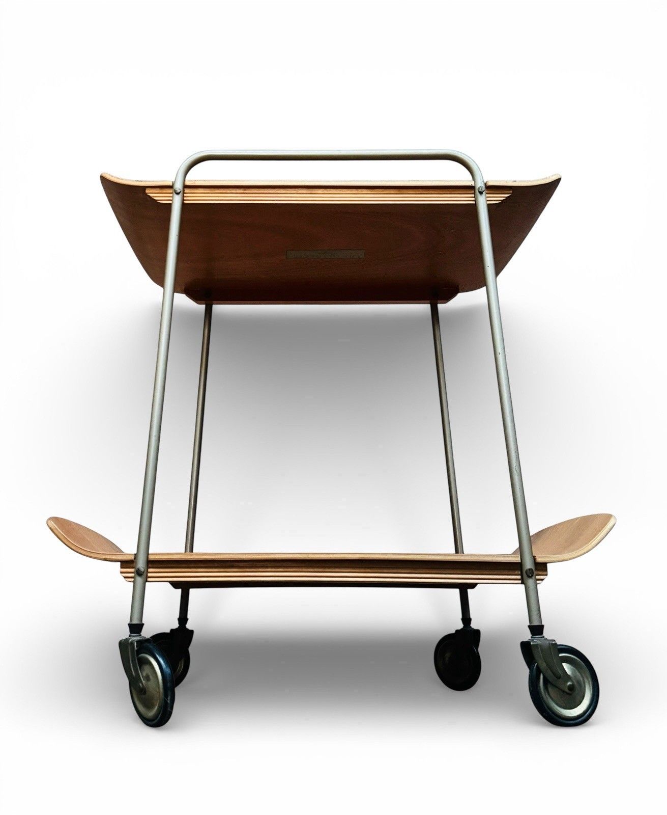 photo furniture Vintage Bent Plywood And Steel Trolley Two Tier Alvar Aalto Style C1950s
