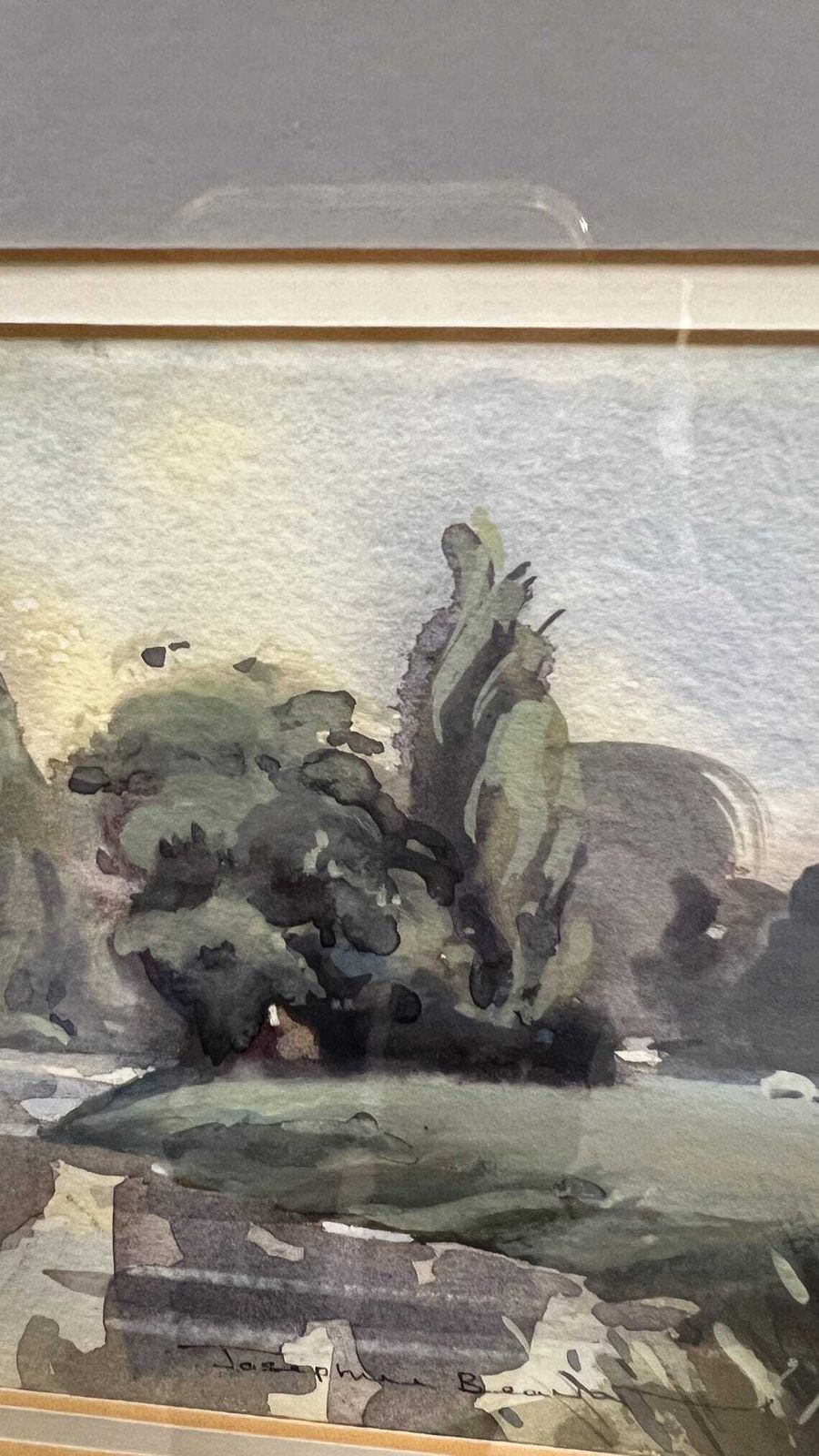Signed Watercolour Landscape Picture Framed Pastoral River Scene With Sheep — Original Watercolour photo buy