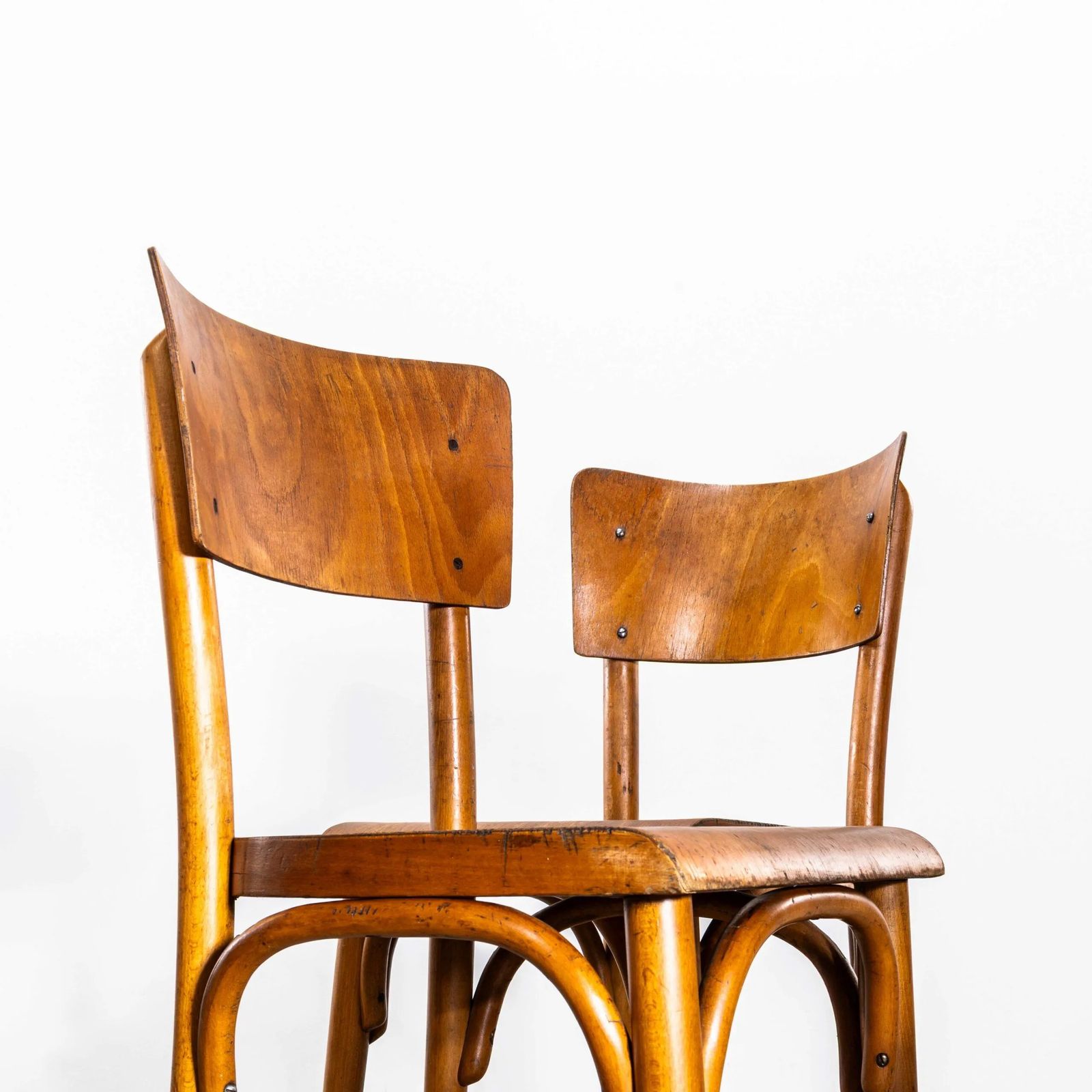 1940’s Large Honey Shield Back With A Flat Curved Edged Seat Dining Chairs – Set Of Four photo vinterior