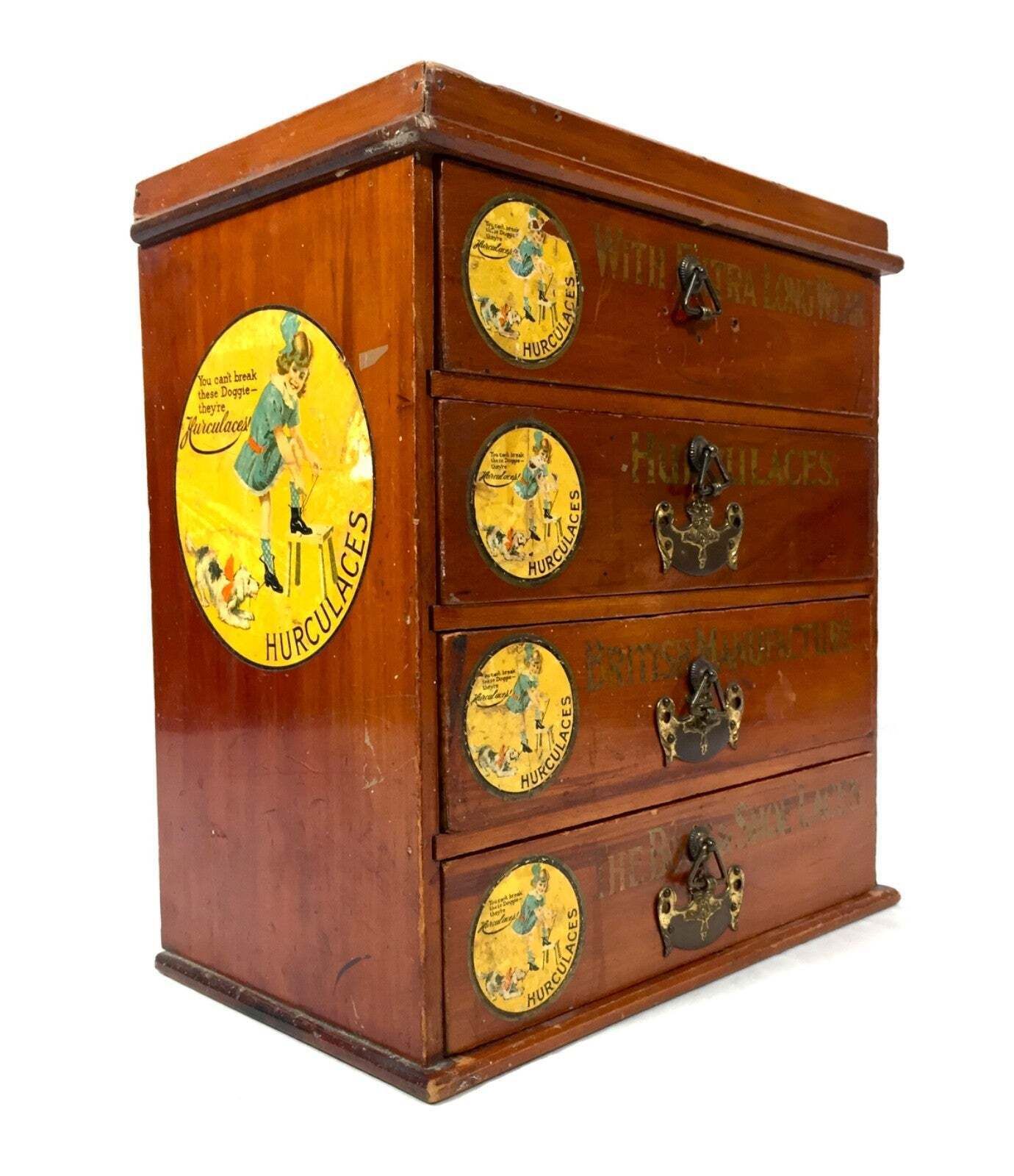 Antique Advertising Hurculaces Haberdashery Shop Counter Drawers Cabinet C1930 photo furniture