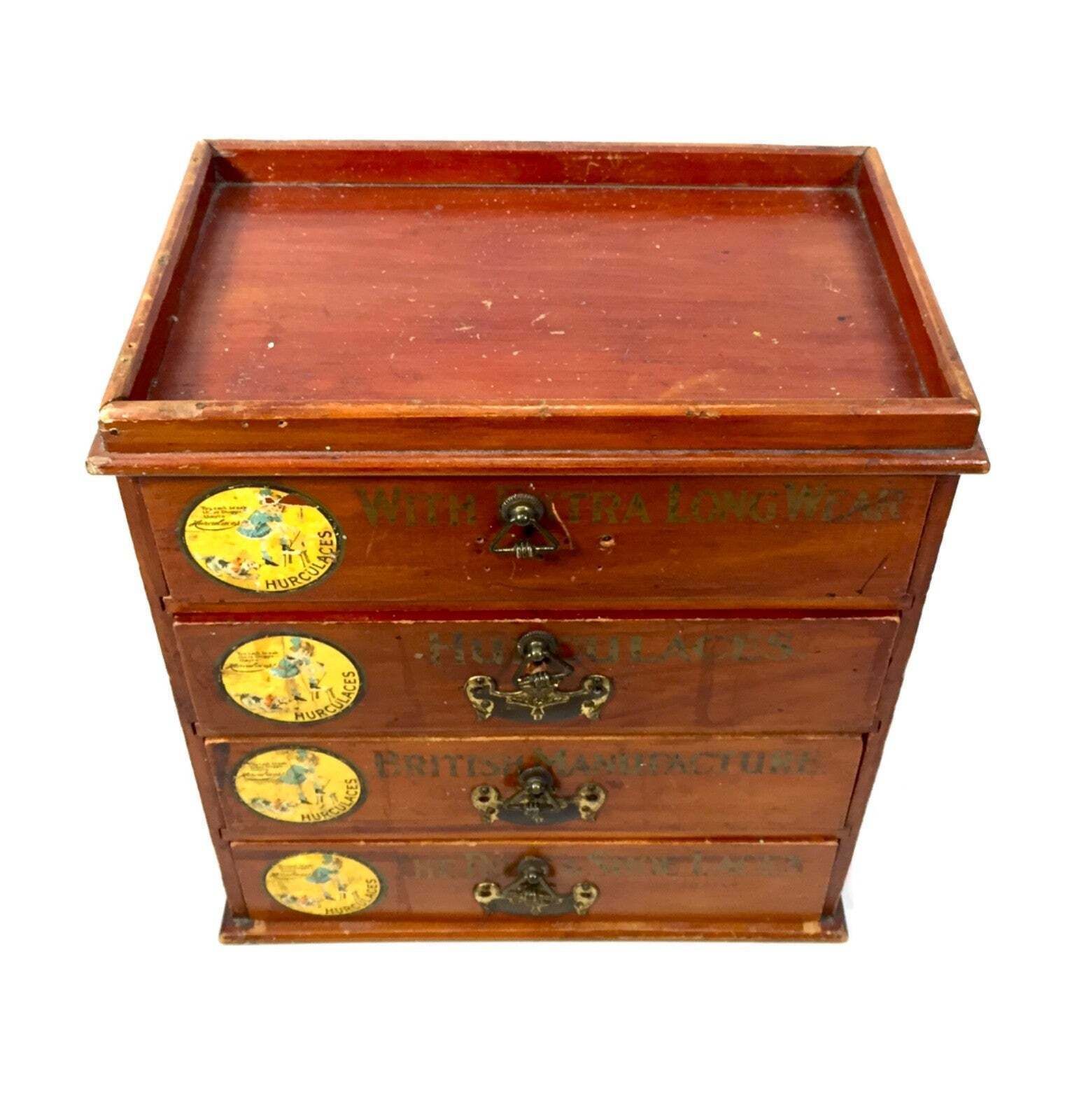 Antique Advertising Hurculaces Haberdashery Shop Counter Drawers Cabinet C1930 photo for sale