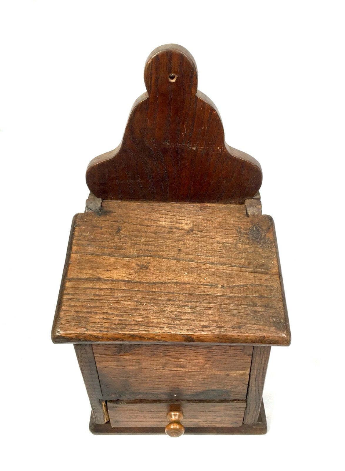 Antique Arts & Crafts Wooden Pine Salt / Candle Box / C.1900 / Wall Hanging photo for sale