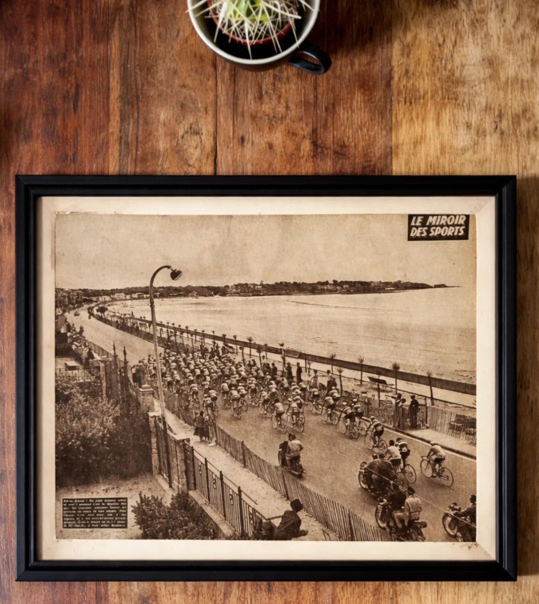 Vintage Tour De France Cycling Print Royan   Bordeaux 1958