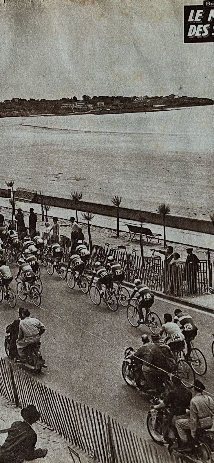 Vintage Tour De France Cycling Print Royan   Bordeaux 1958 photo furniture