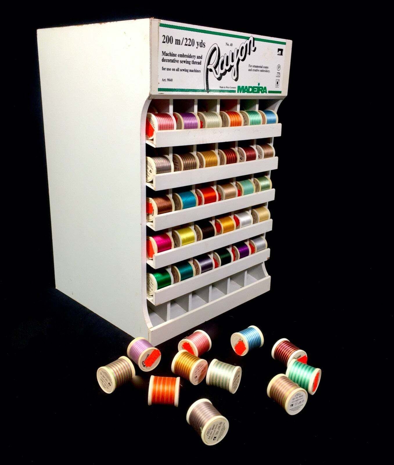 Vintage Haberdashery Madiera Cotton Thread Spool Shop Display Cabinet Dispenser