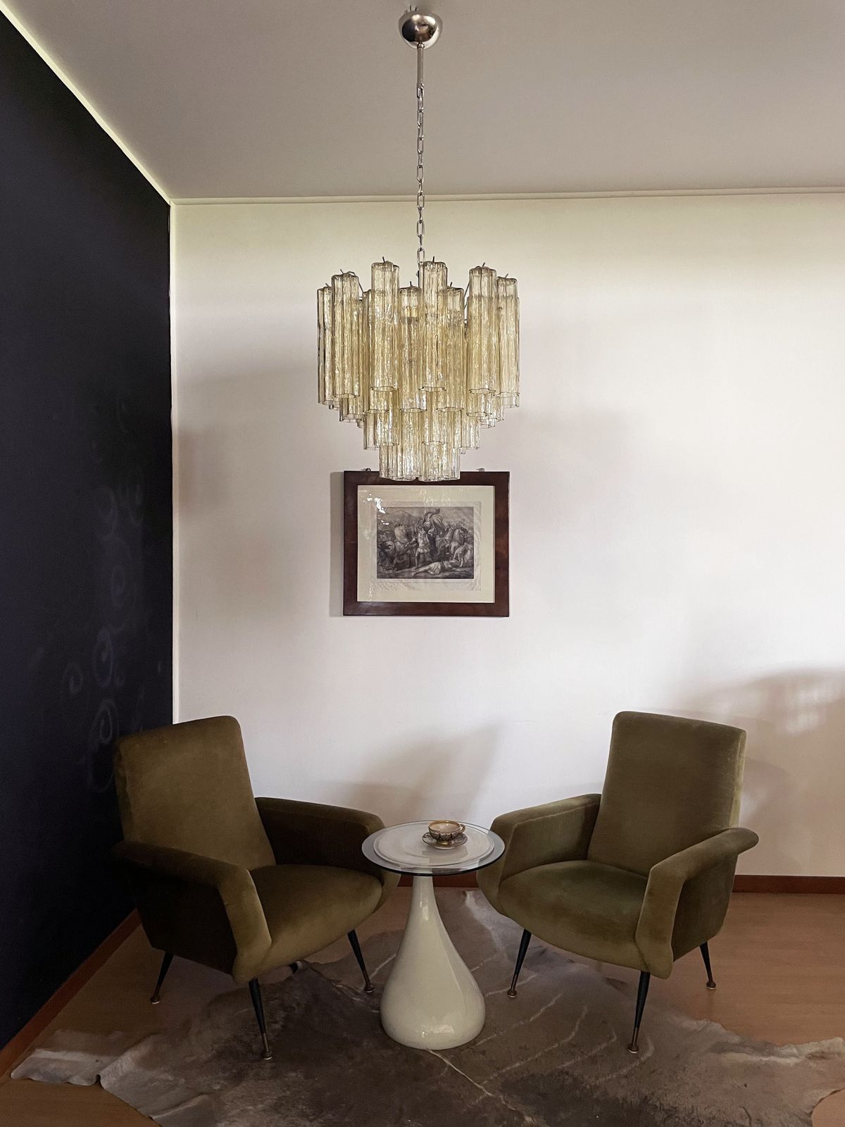 Fantastic Murano Glass Tube Chandelier   36 Clear Amber Glass Tube photo buy
