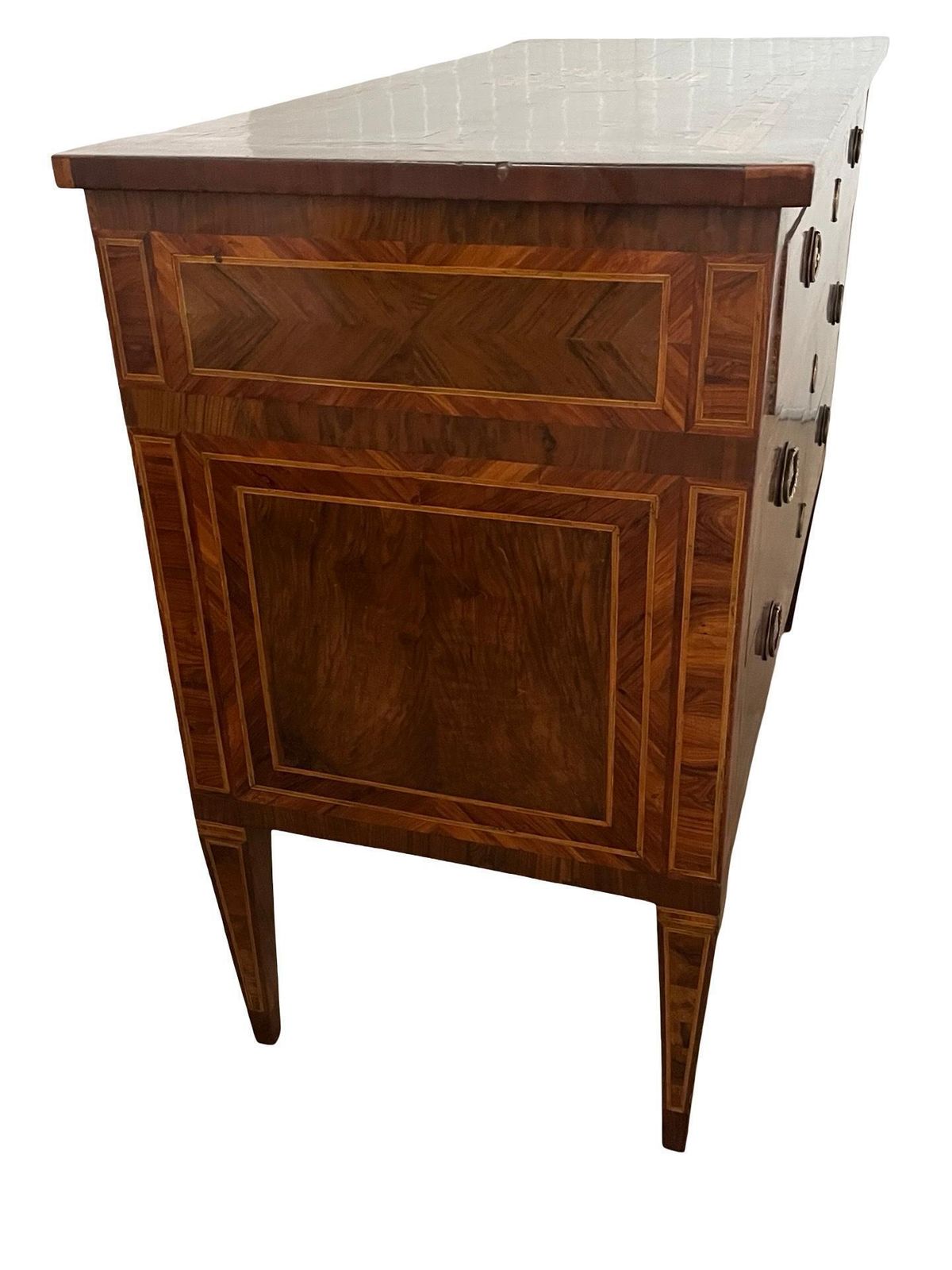 photo vinterior Italian Walnut Neoclassical Commode / Chest Of Drawers With Inlay Design