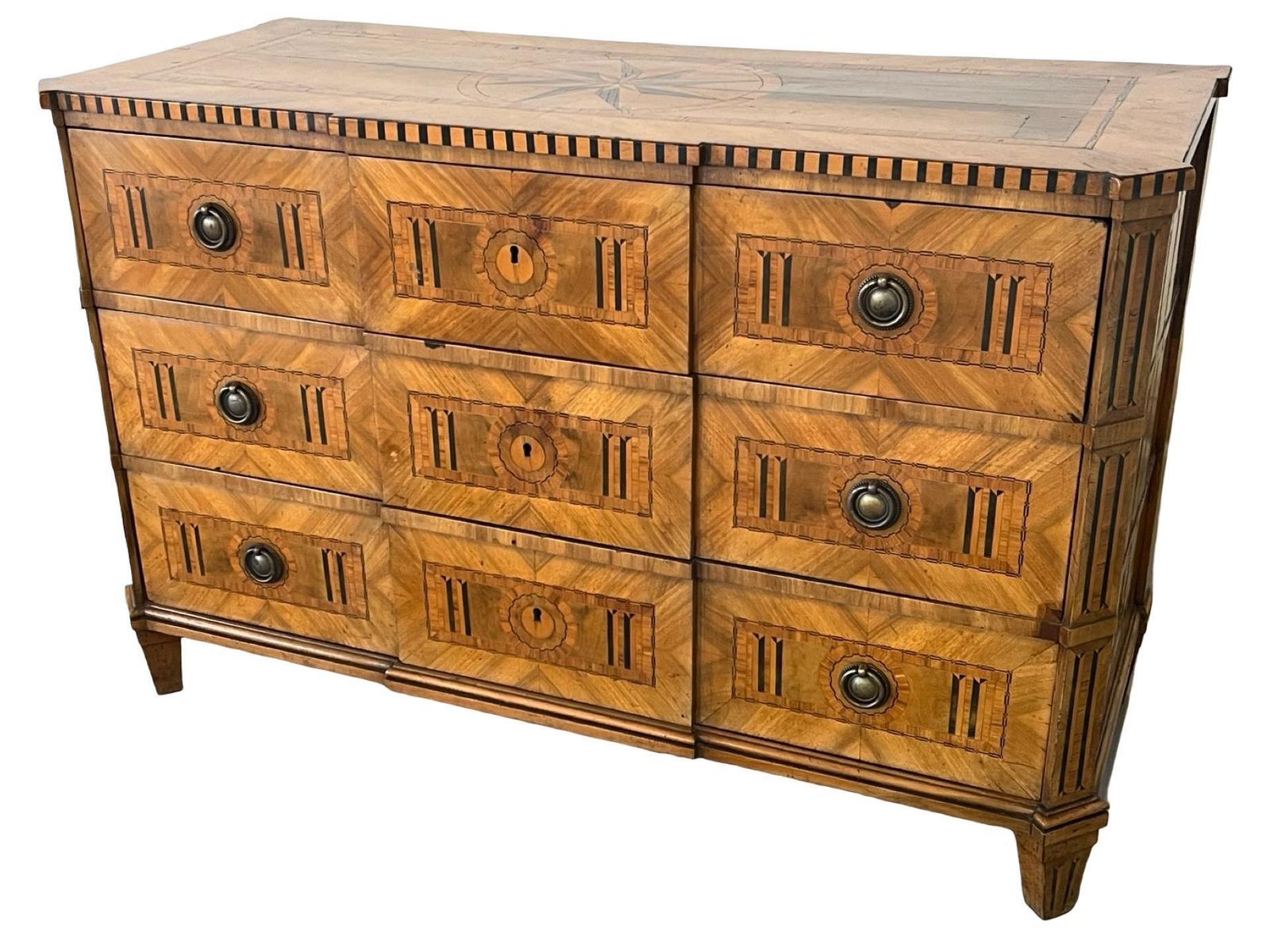 18th Century Walnut Austrian Neoclassical Chest Of Drawer With Fruitwood Inlay photo for sale