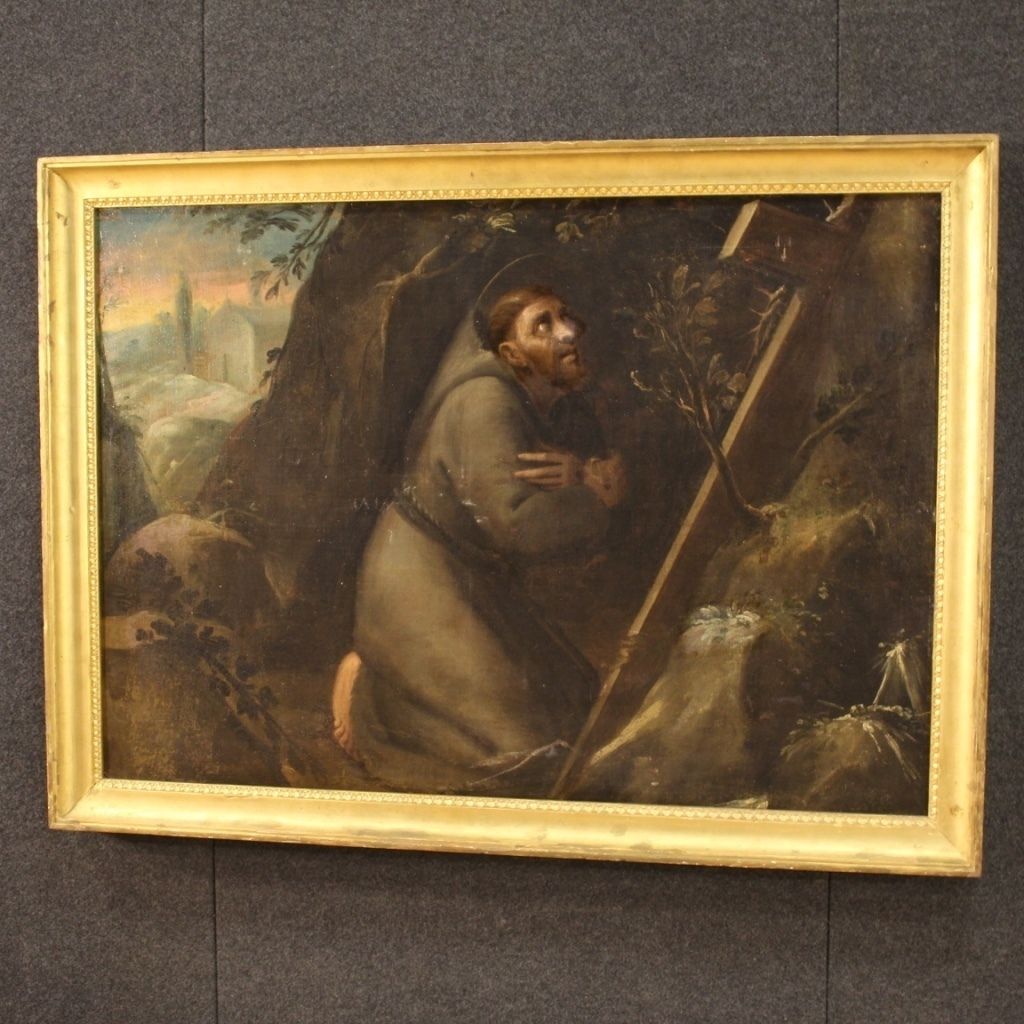 photo furniture Antique Religious Painting From The 18th Century Saint Francis