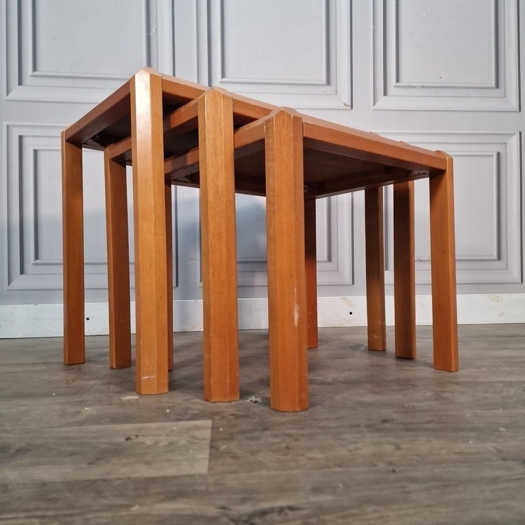 Vintage Nest Of Tables Retro Teak Mid Century Style Nesting Side Table Mcm photo for sale