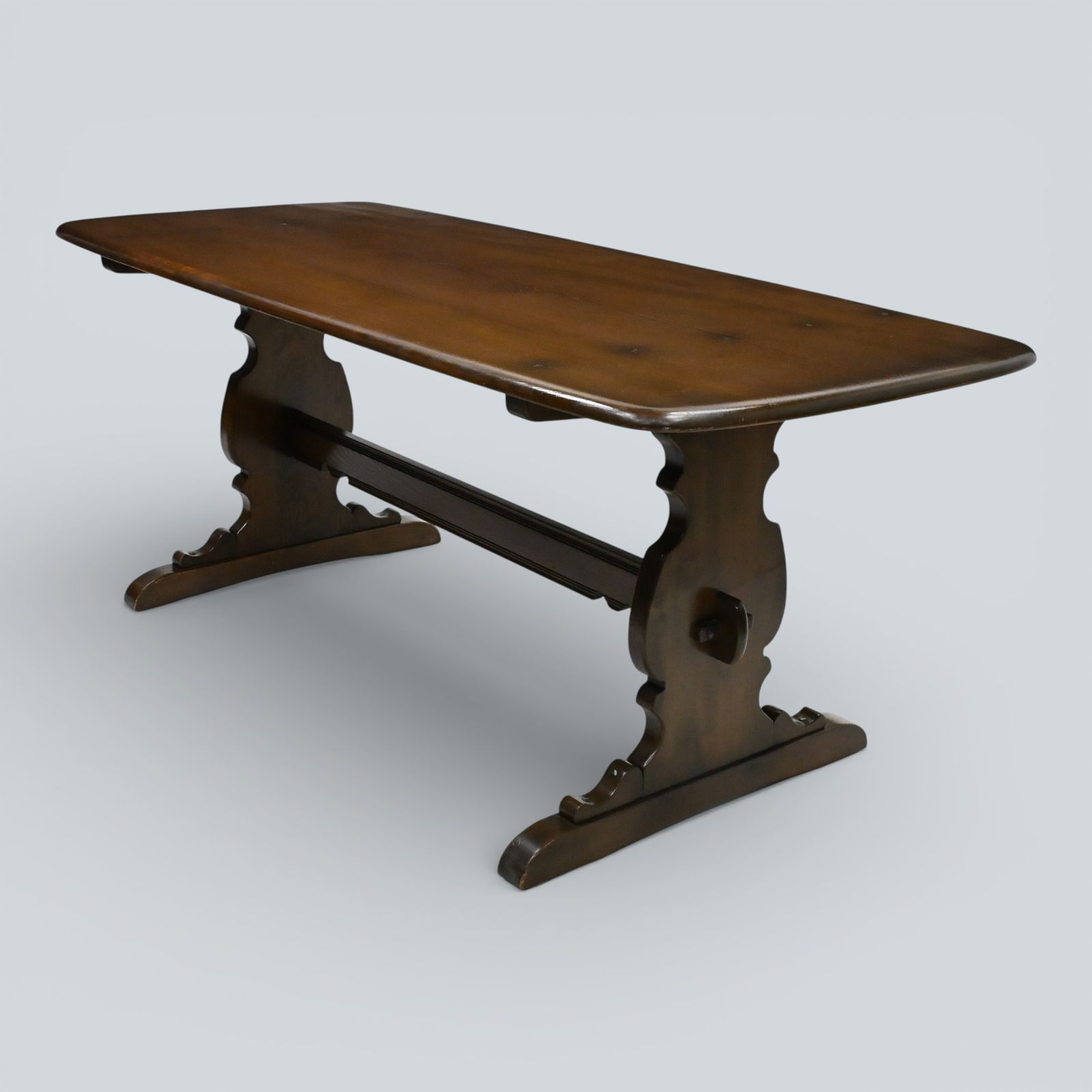 Ercol Elm Dining Table Plank Top Retro Dark Finish Free Uk Delivery* photo furniture