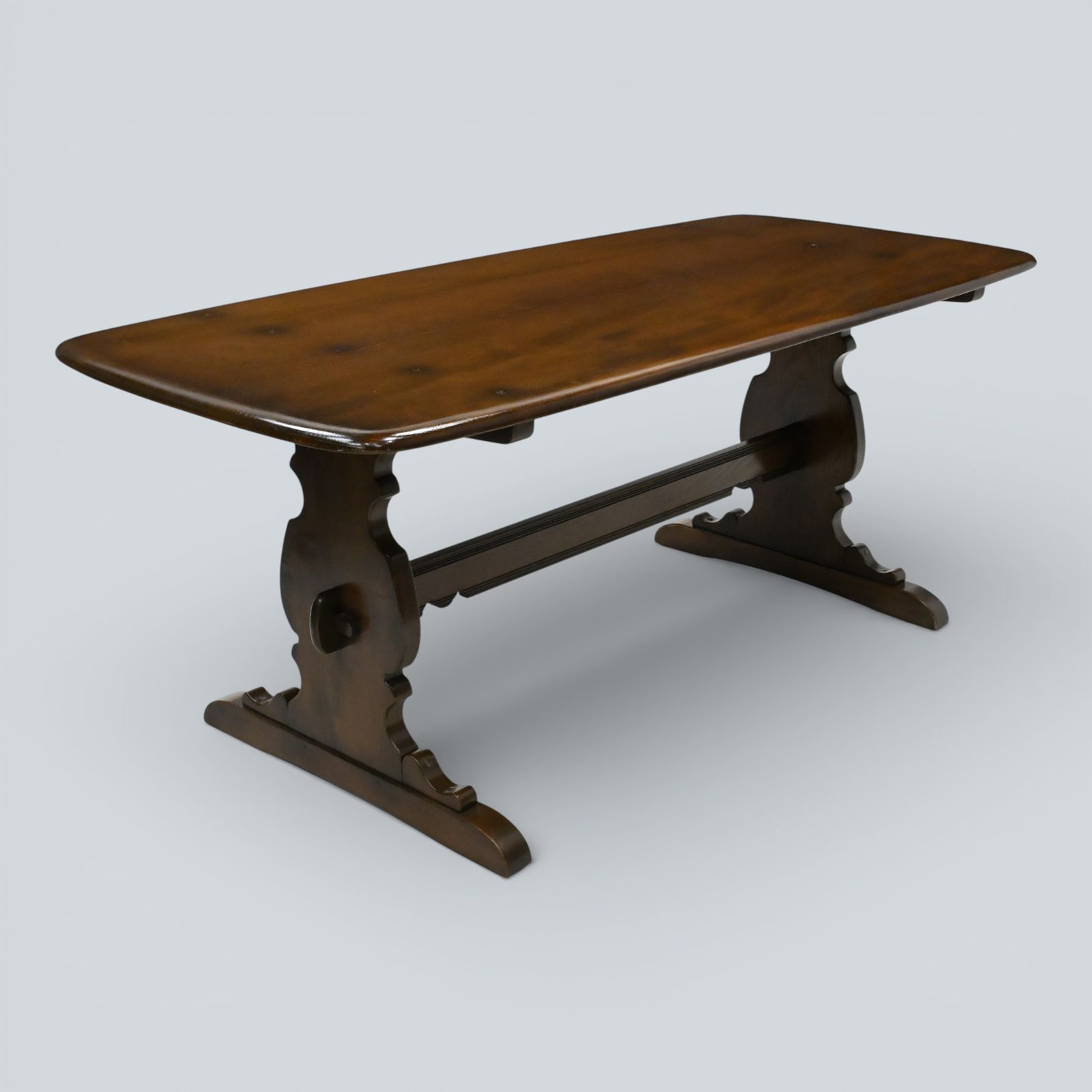 Ercol Elm Dining Table Plank Top Retro Dark Finish Free Uk Delivery* photo Furniture