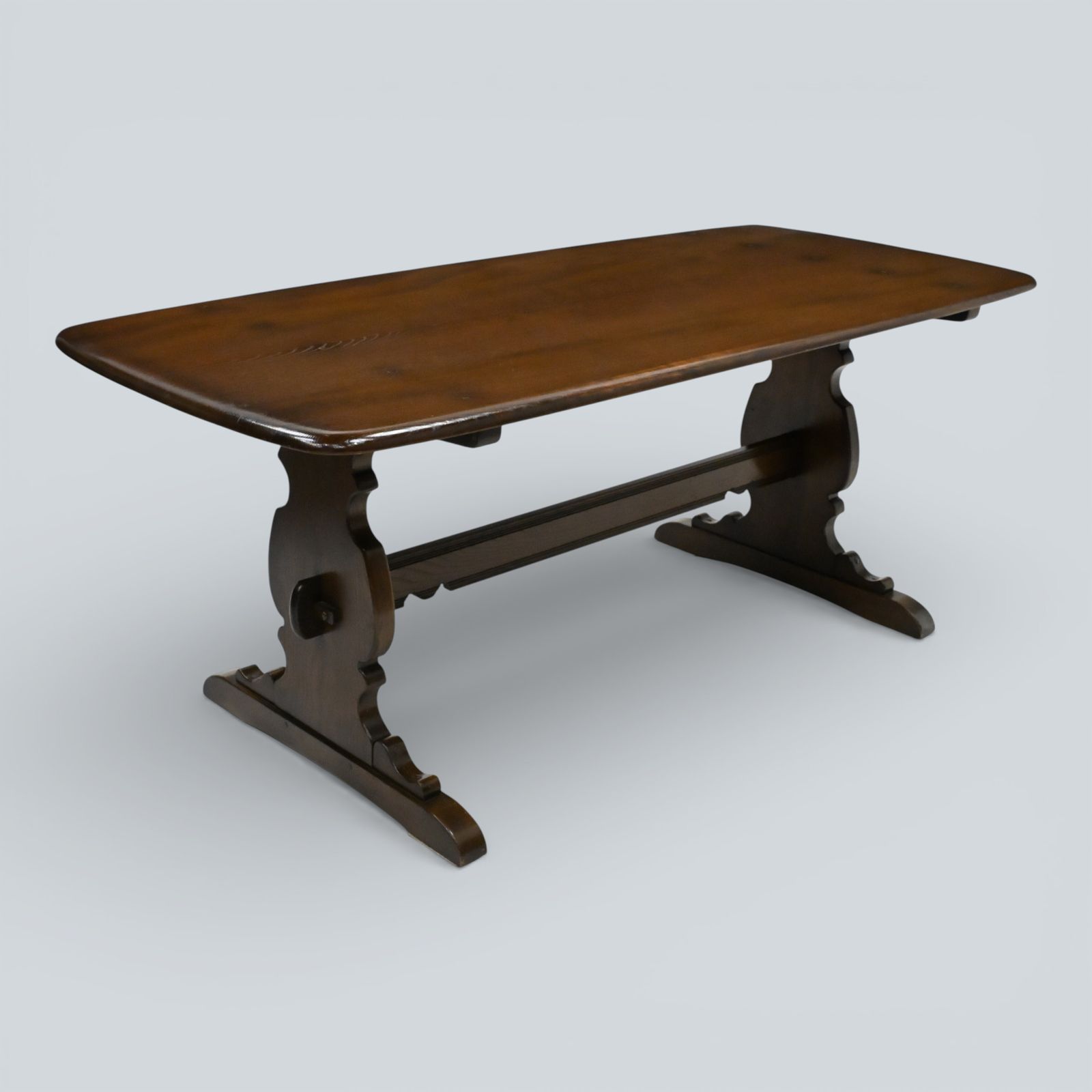 Ercol Elm Dining Table Plank Top Retro Dark Finish Free Uk Delivery* photo vintage