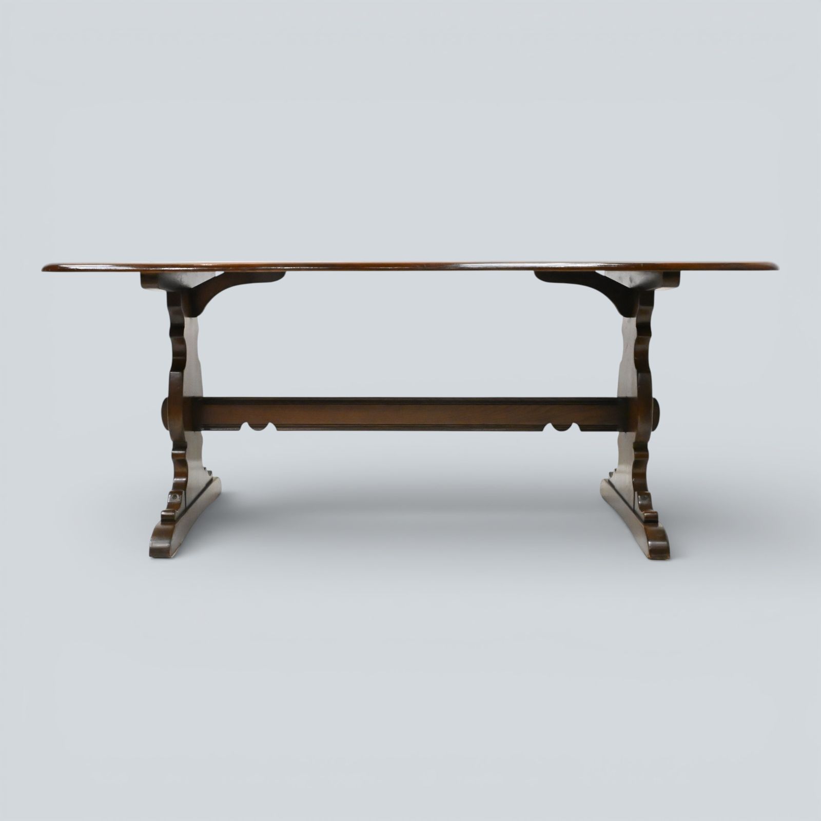 Furniture Ercol Elm Dining Table Plank Top Retro Dark Finish Free Uk Delivery* photo