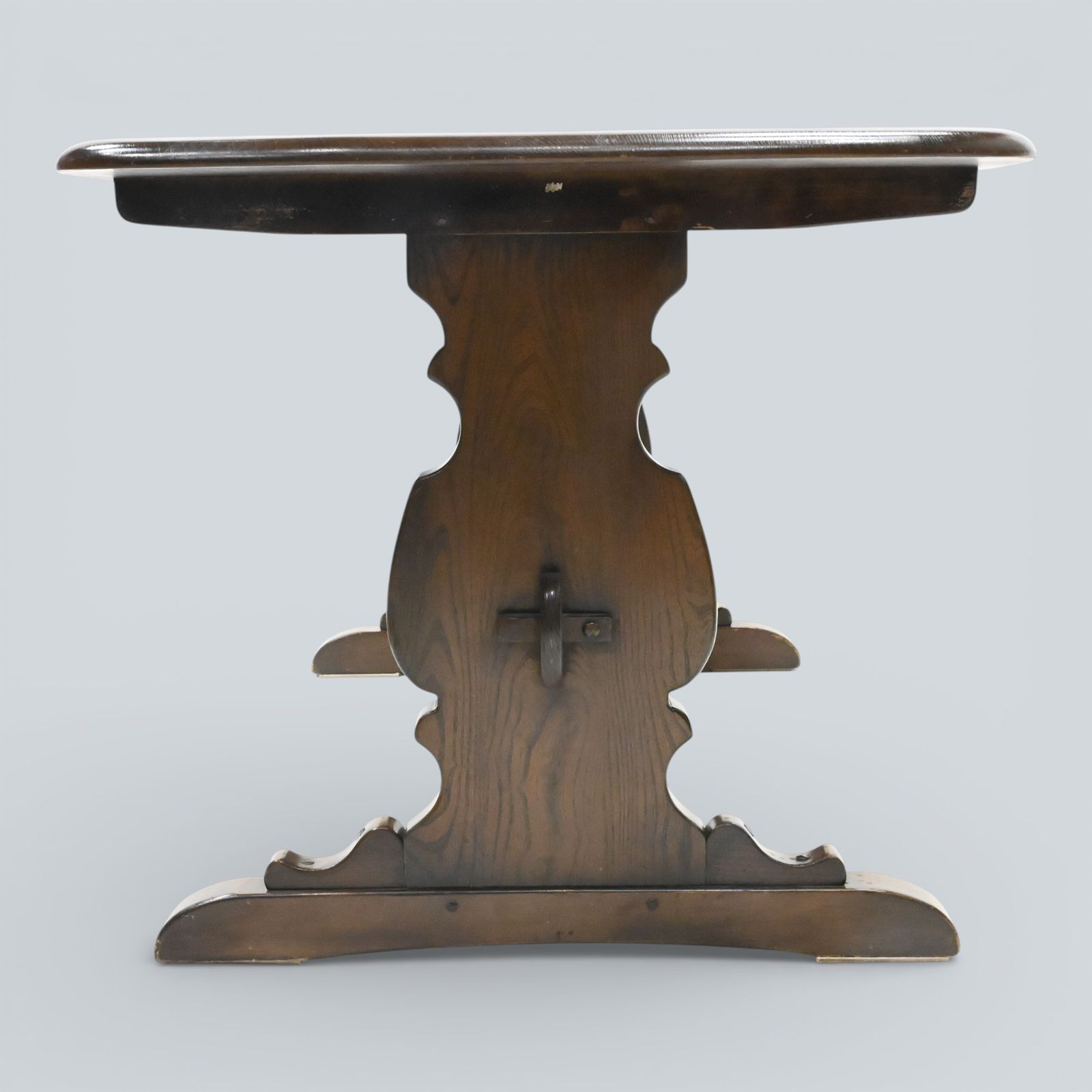 467.0 Ercol Elm Dining Table Plank Top Retro Dark Finish Free Uk Delivery* photo