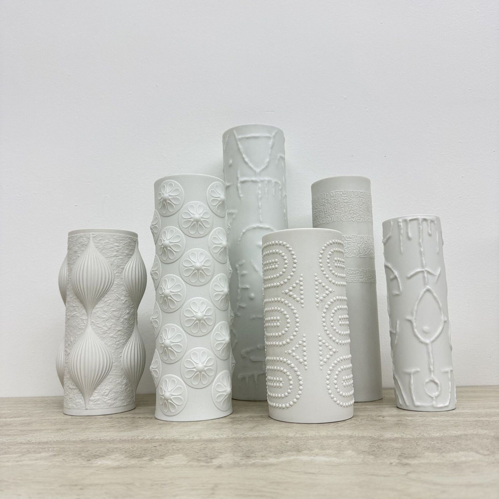 photo furniture Set Of 6 Biscuit Porcelain Vases , 1970s