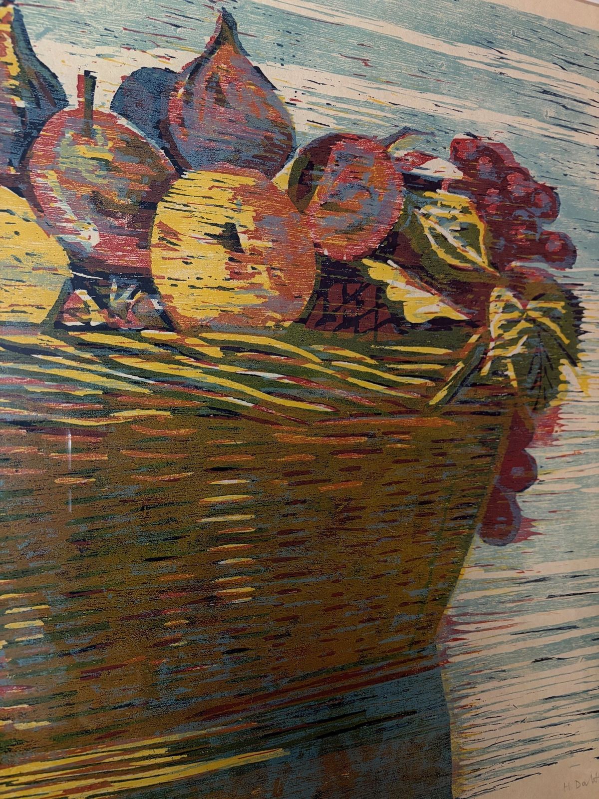Limited Edition Woodcut Print  "Fruits Of Attica II" By Hilary Daltry Re photo furniture