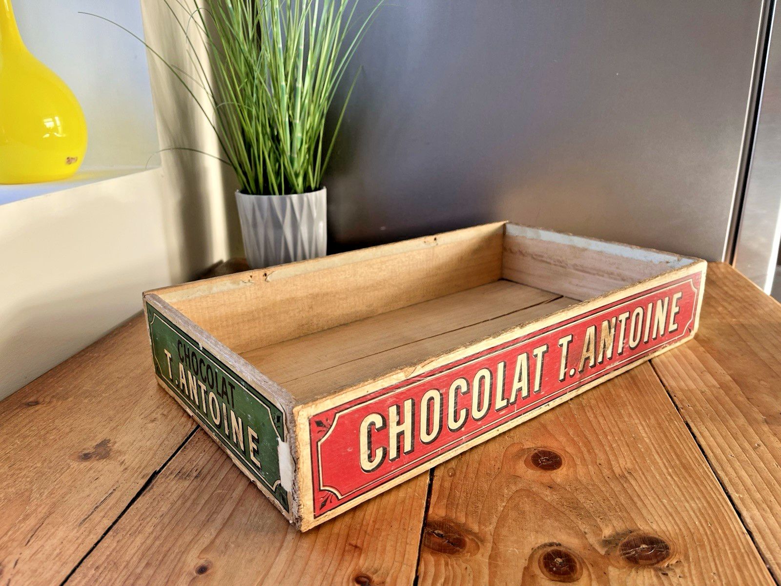 Large Antique C1920 Belgian Chocolate Wooden Counter Shop Display Crate Box Prop photo furniture