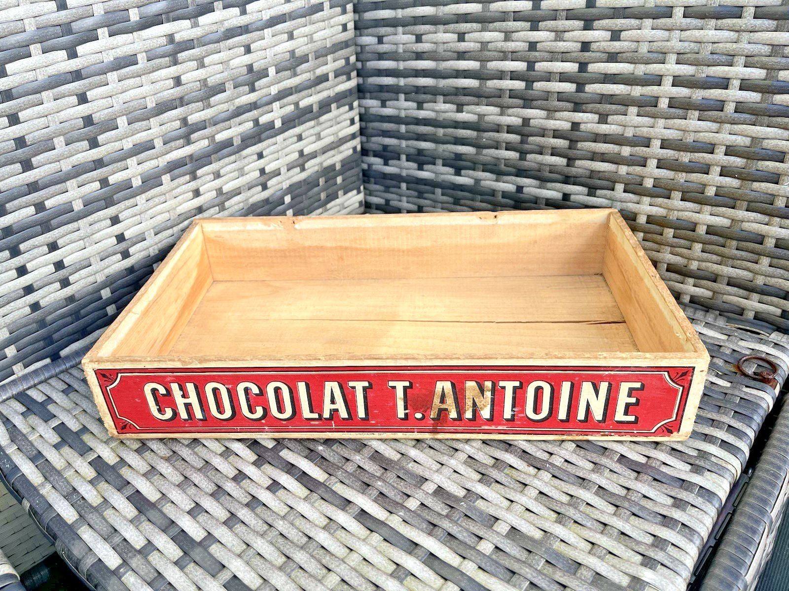 Large Antique C1920 Belgian Chocolate Wooden Counter Shop Display Crate Box Prop photo 139.0